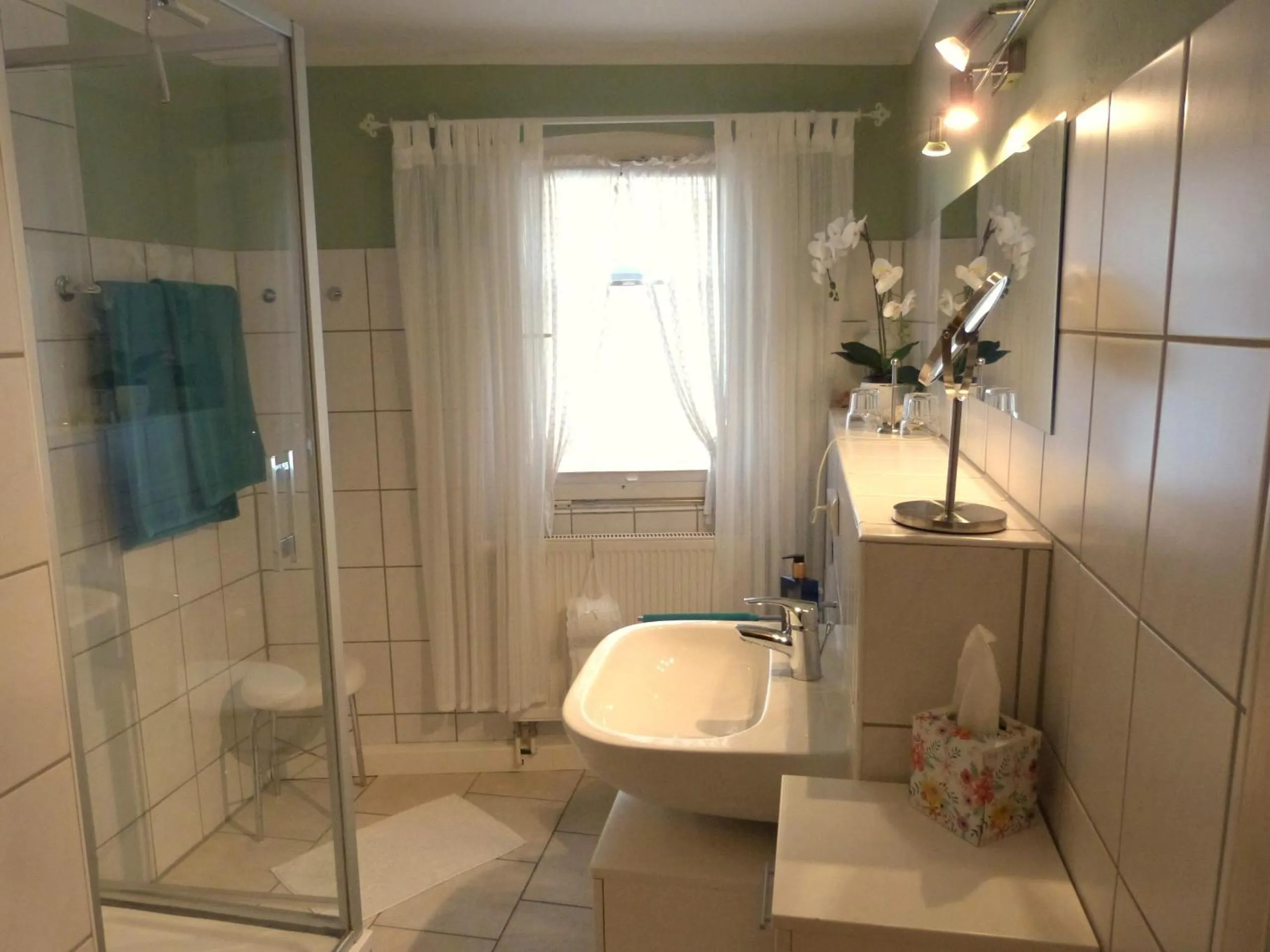 Bathroom in Ferienhäusel am Malerweg mit Terrasse