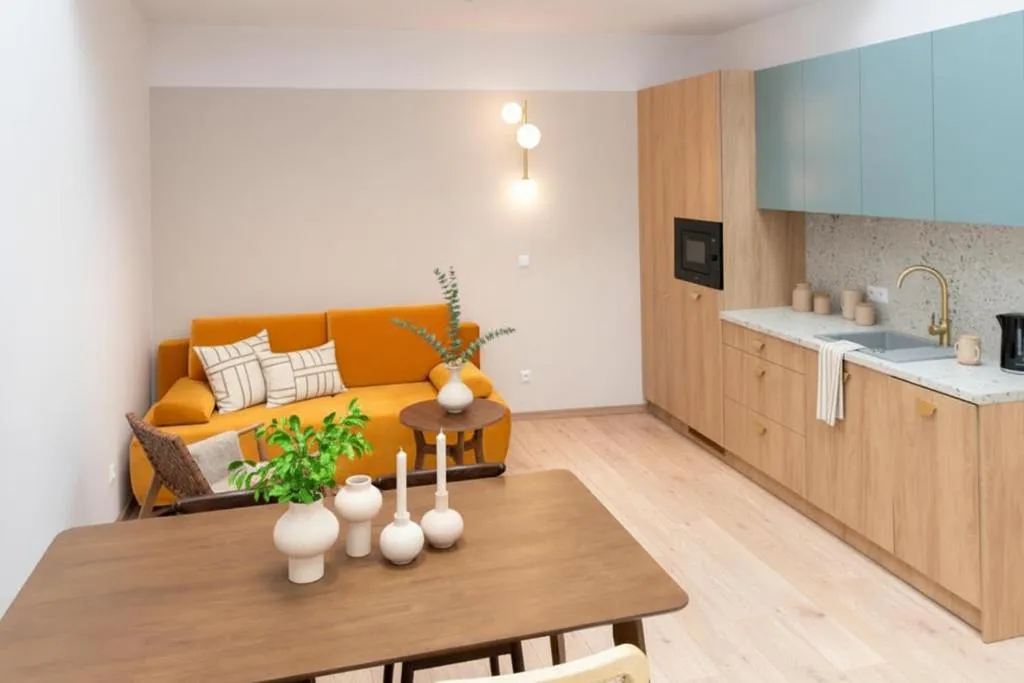 Kitchen or kitchenette in Monciak55 Sopot Apartments by StayLab