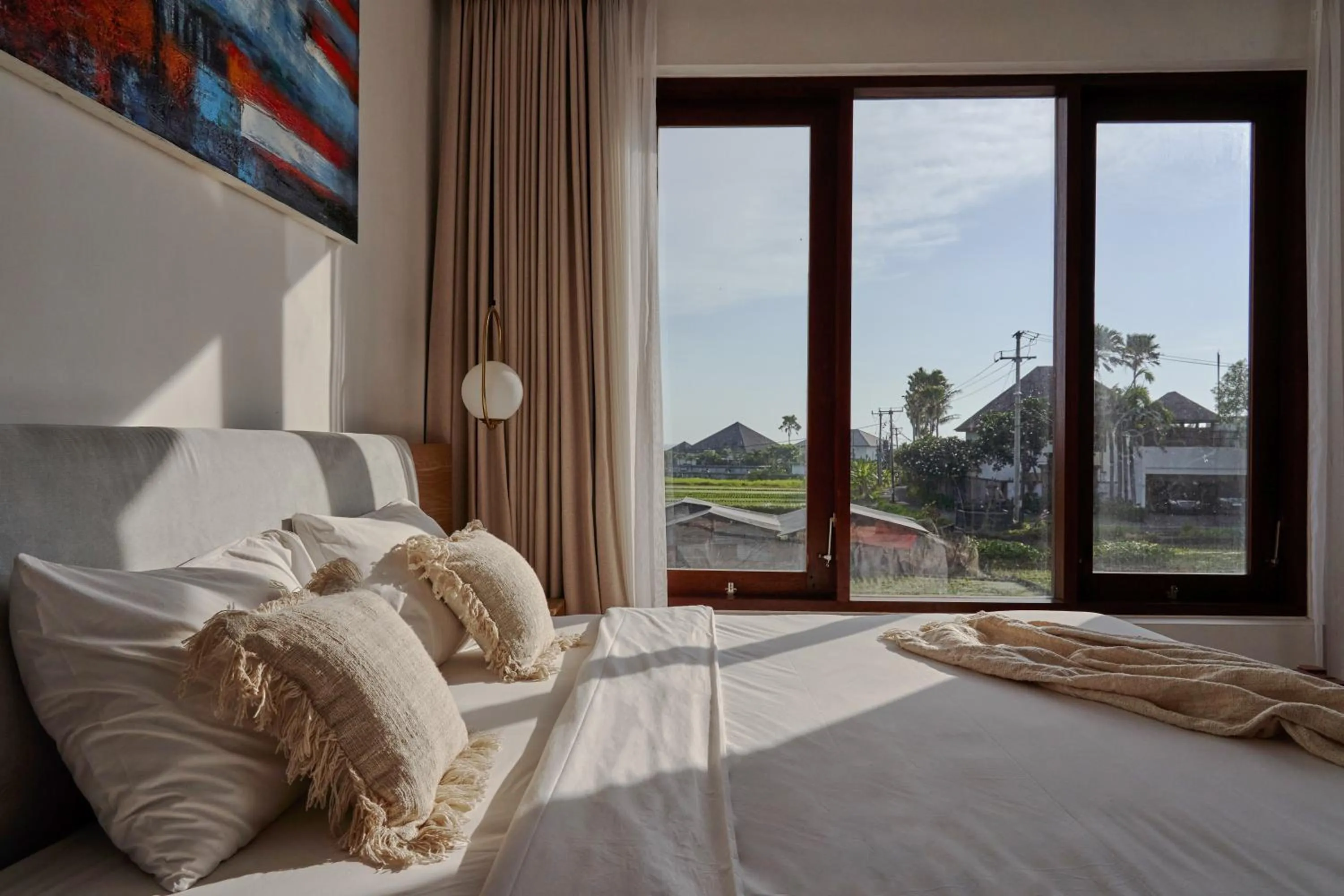 Bed in Om Cemagi Beach Villa Canggu