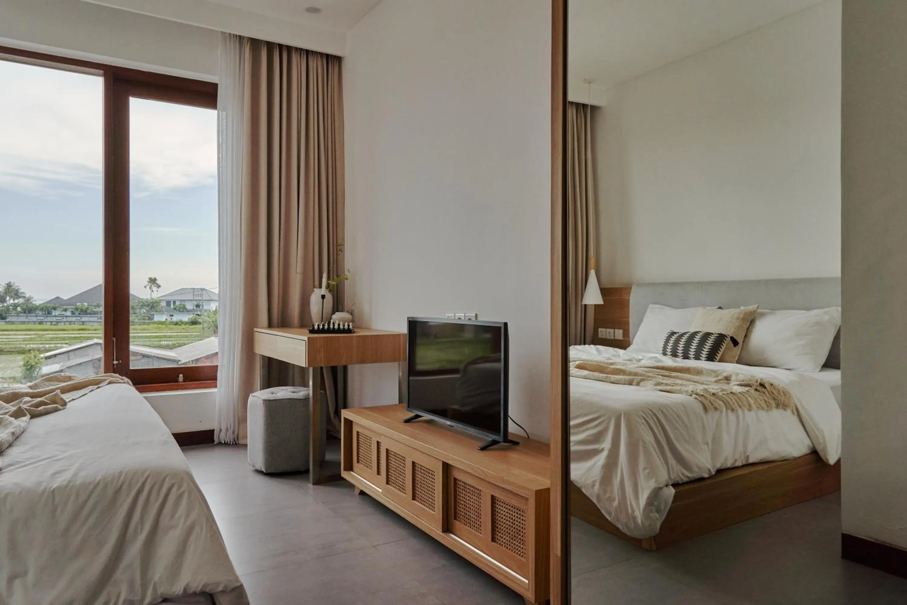 Bed in Om Cemagi Beach Villa Canggu