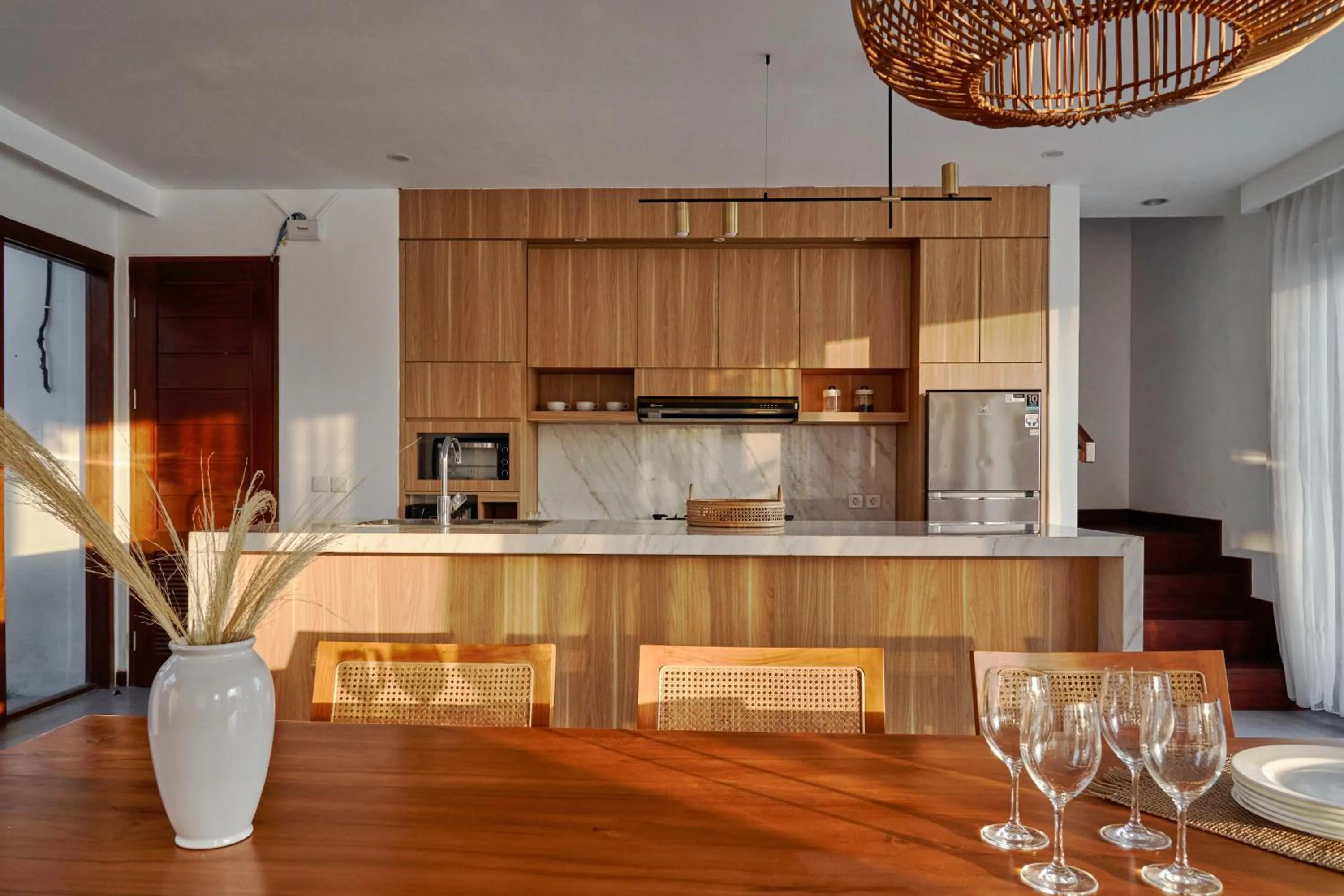 Kitchen or kitchenette in Om Cemagi Beach Villa Canggu