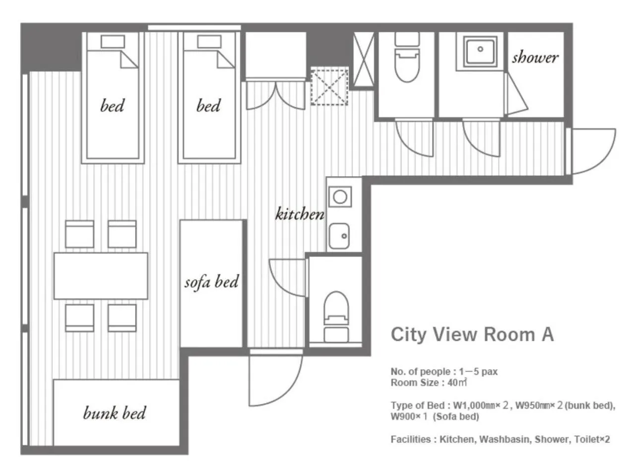 Photo of the whole room in COCOSHUKU Asakusa Kuramae