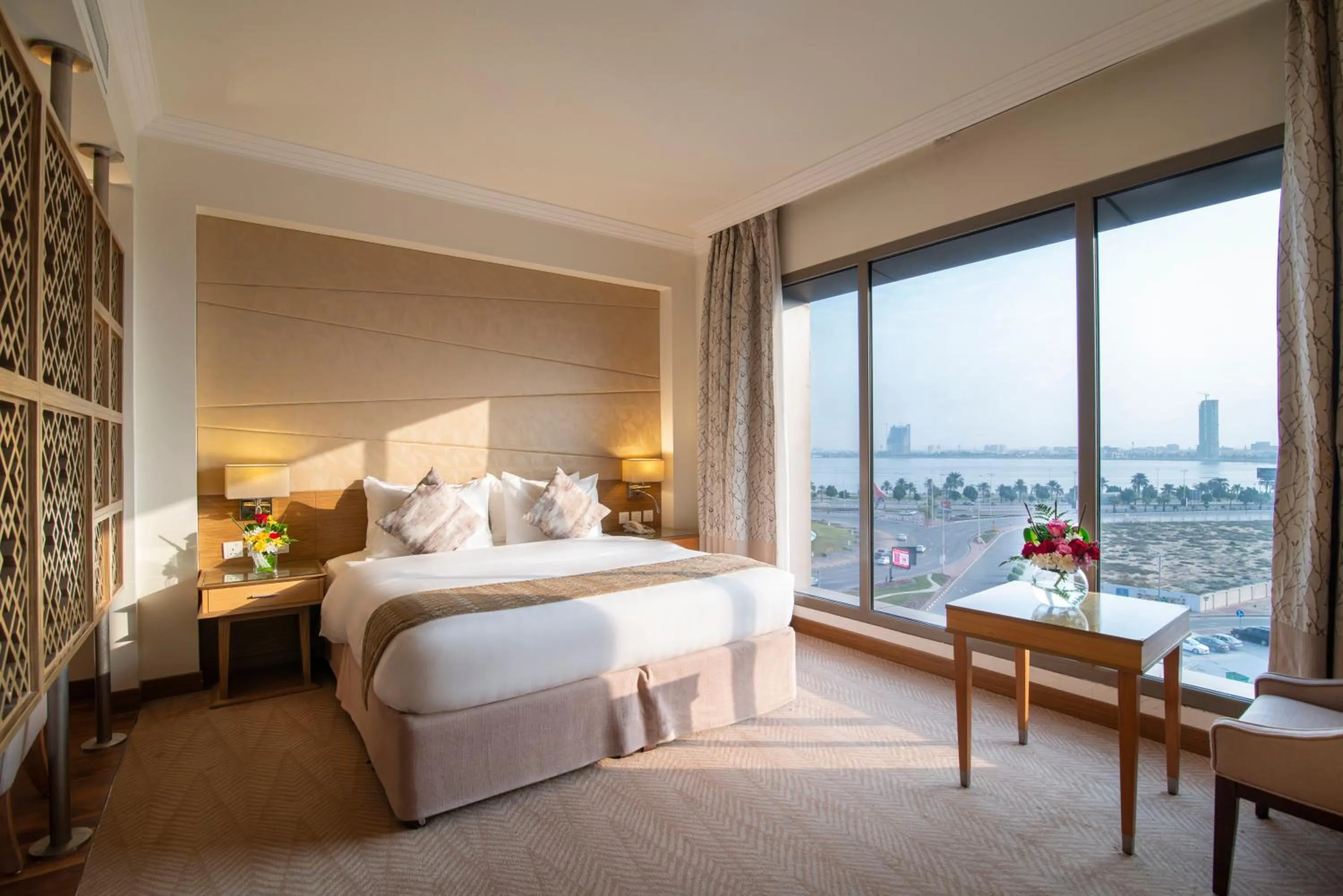 View (from property/room), Bed in Golden Tulip Dammam Corniche Hotel