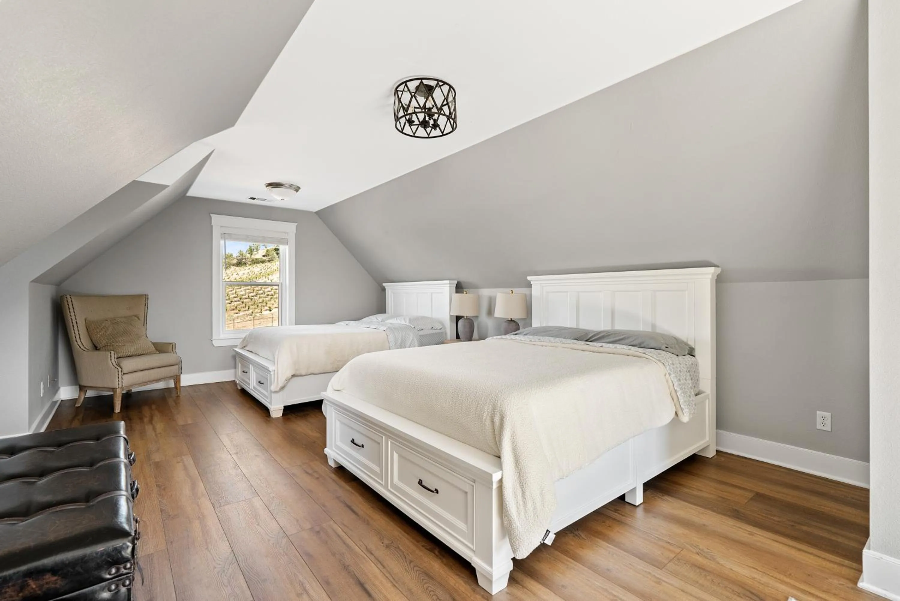 Bed in Paso Wine Country Farmhouse with Pool, Spa, Game Room