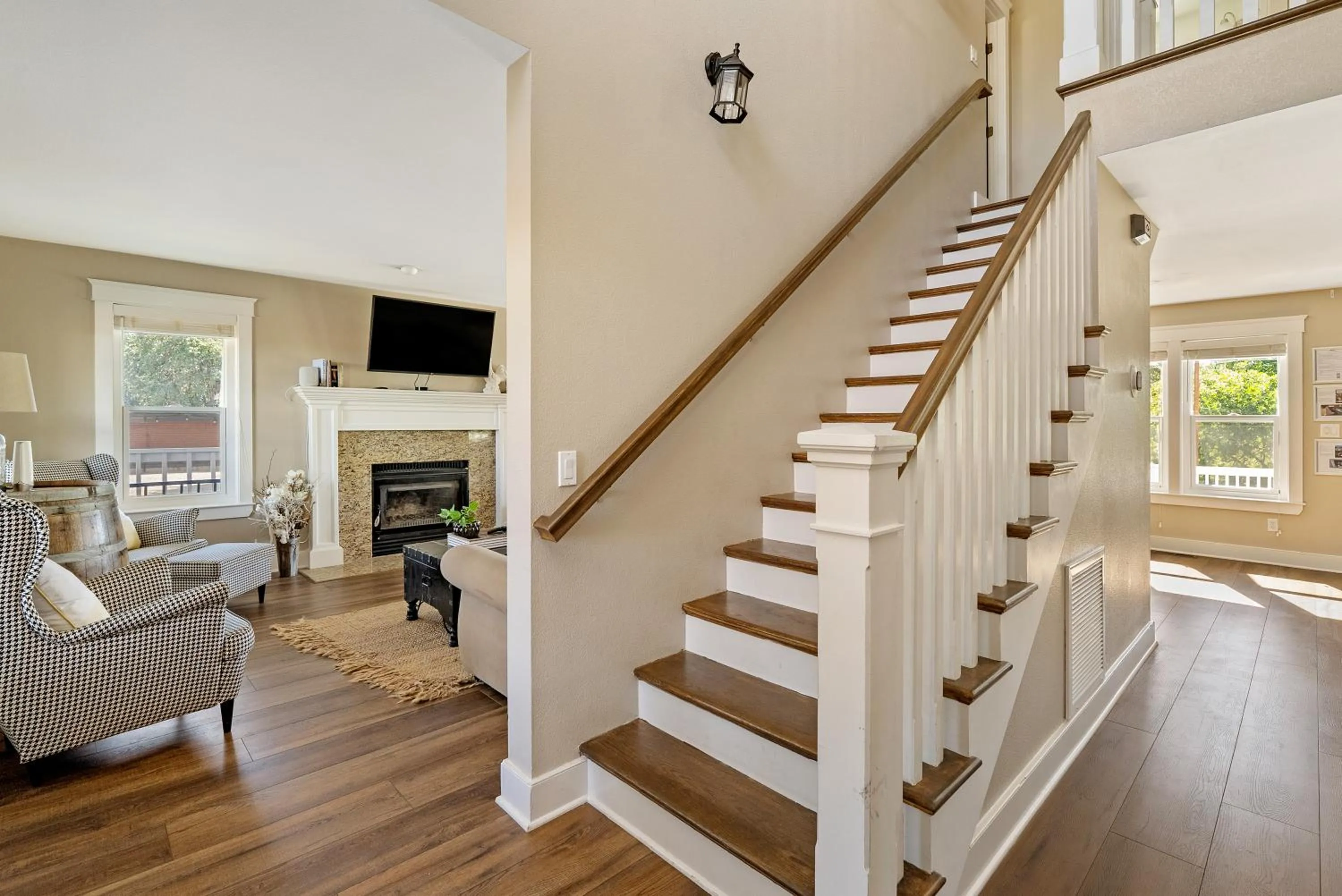 Living room in Paso Wine Country Farmhouse with Pool, Spa, Game Room