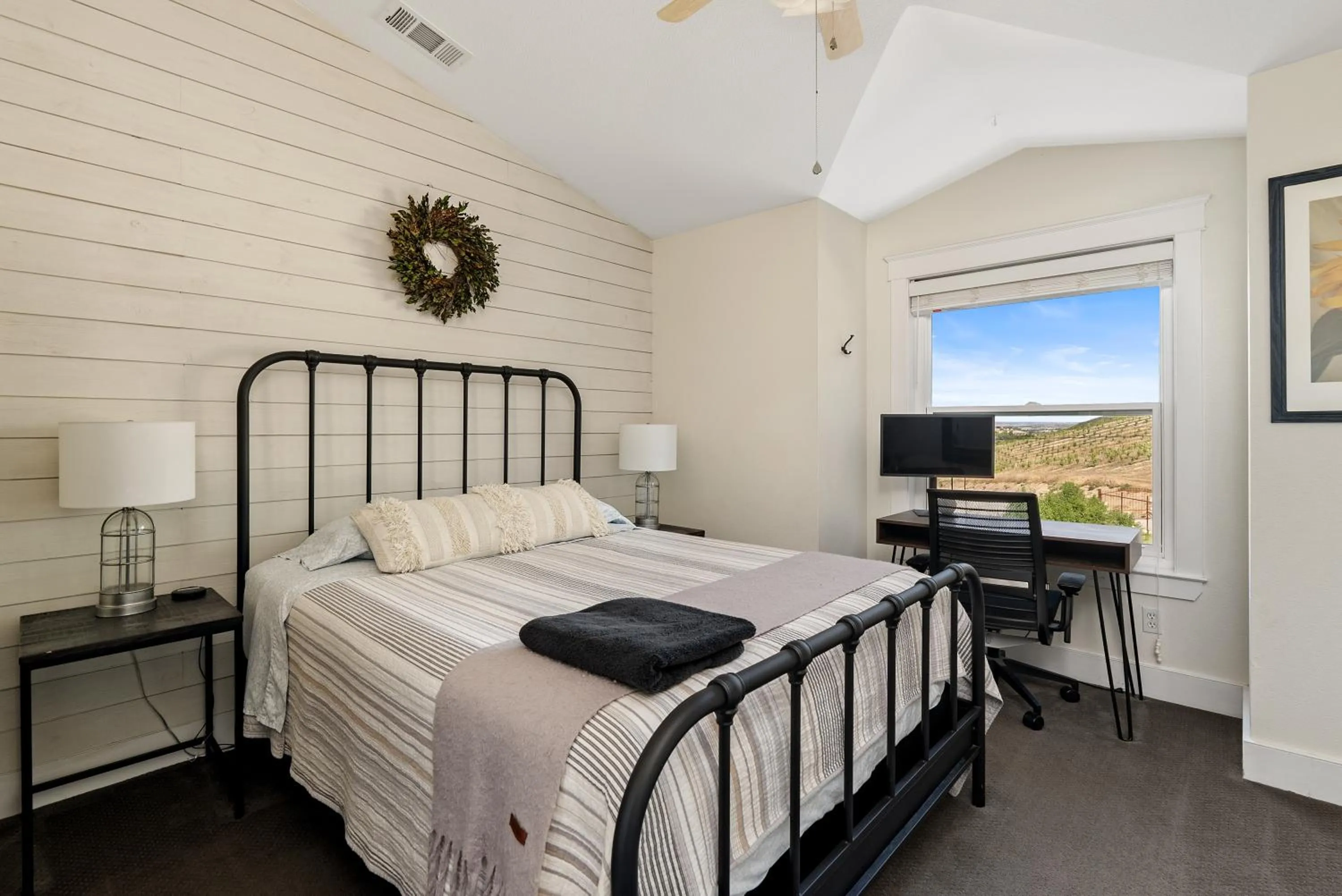Bed in Paso Wine Country Farmhouse with Pool, Spa, Game Room