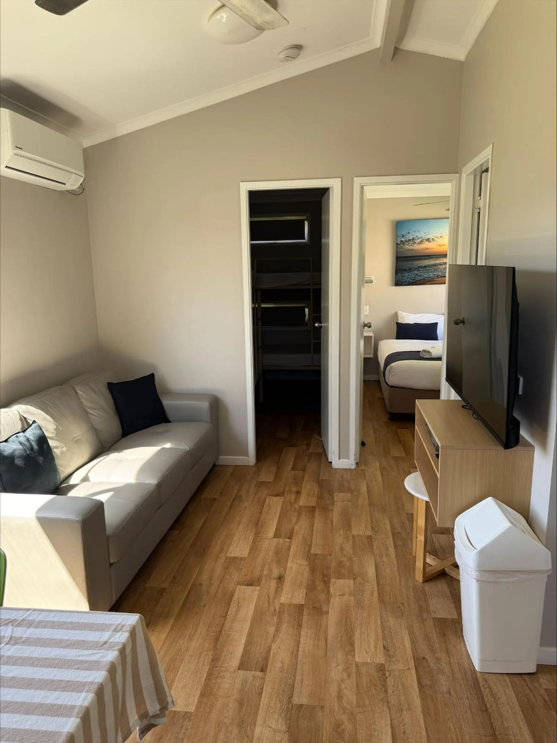 Living room, Bed in Clarence Head Caravan Park