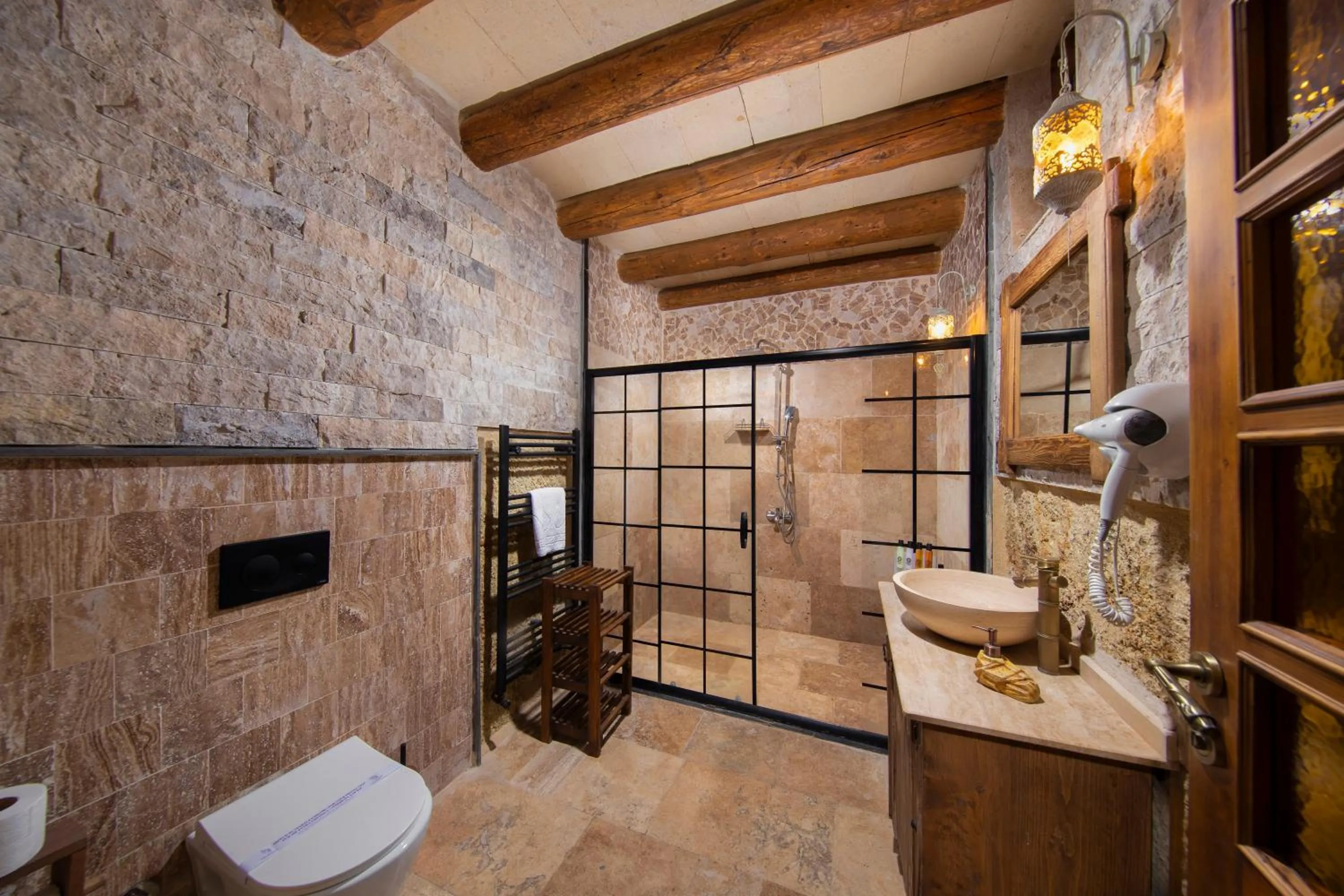 Shower in Dionysos Cave Cappadocia Hotel