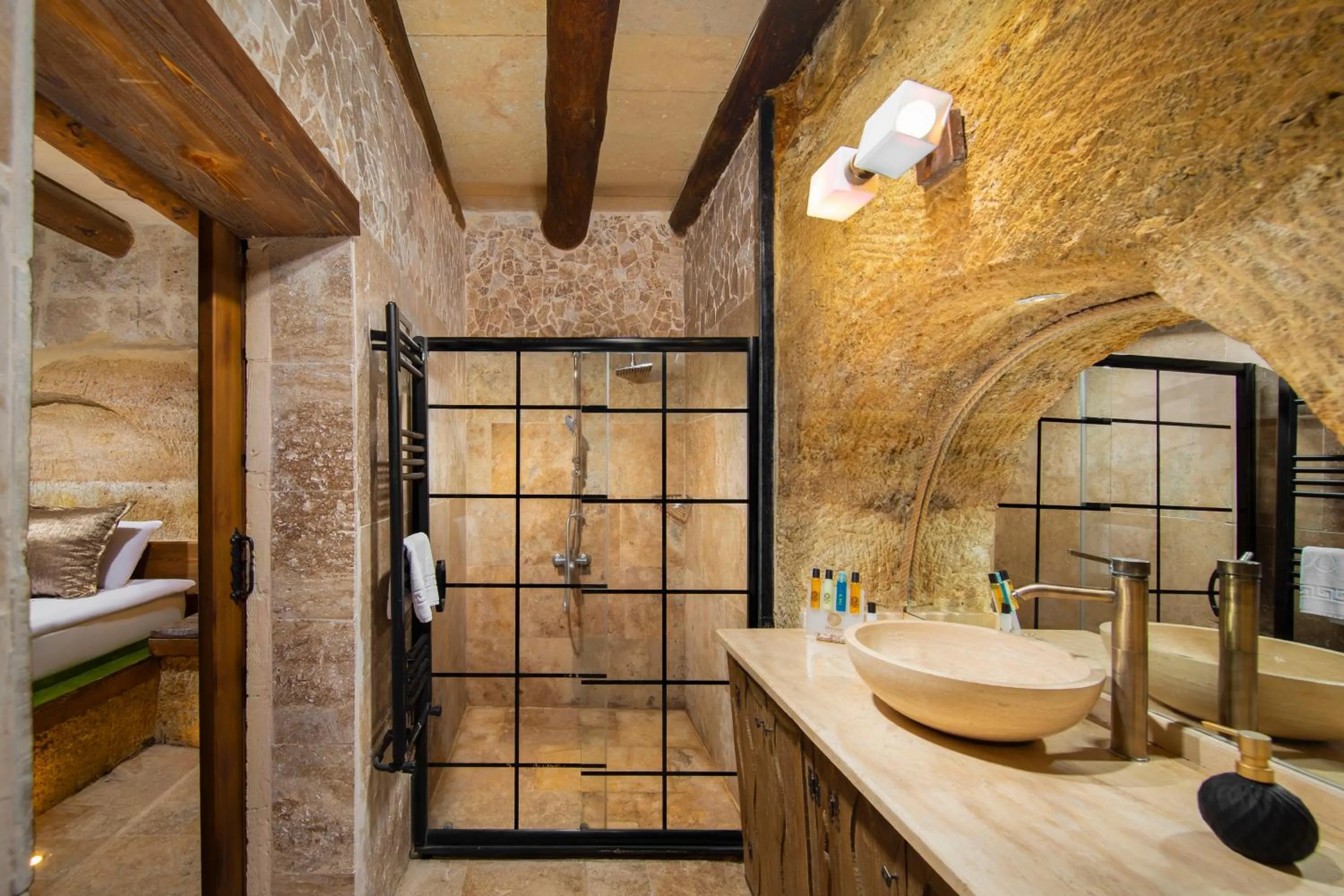 Shower in Dionysos Cave Cappadocia Hotel