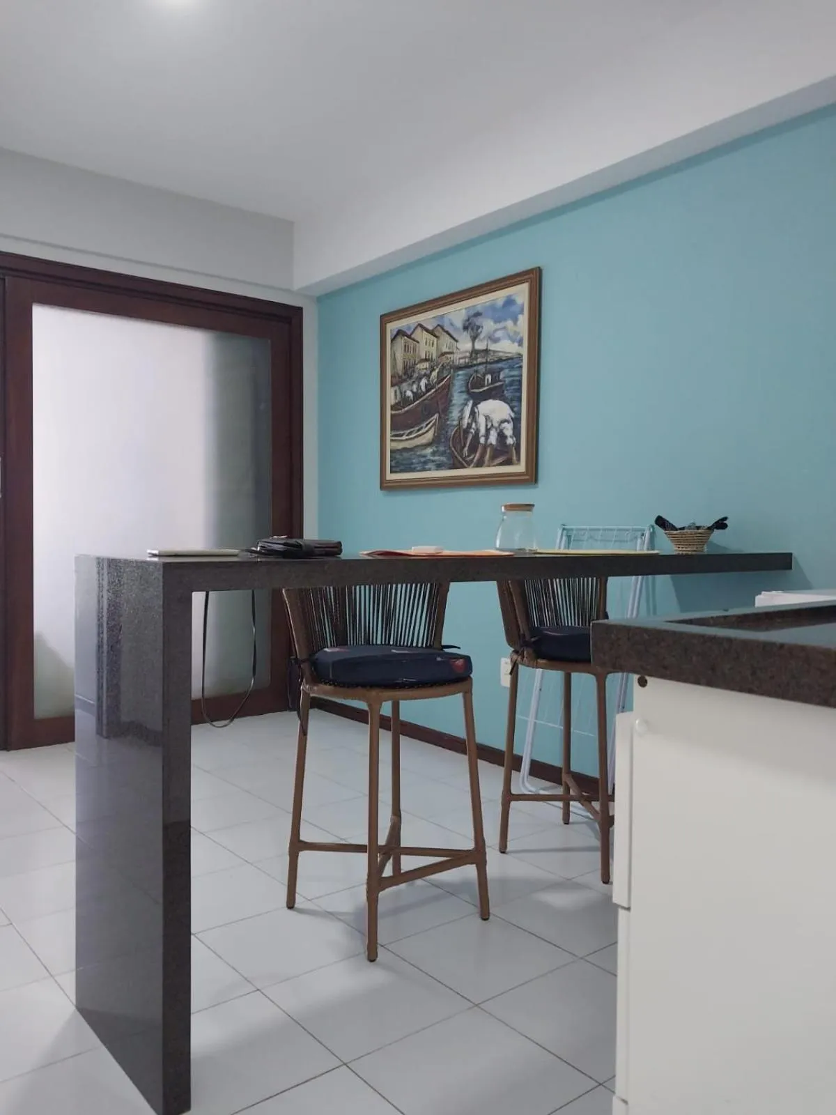 Kitchen or kitchenette in Araçá Praia Flat - Ponta Negra