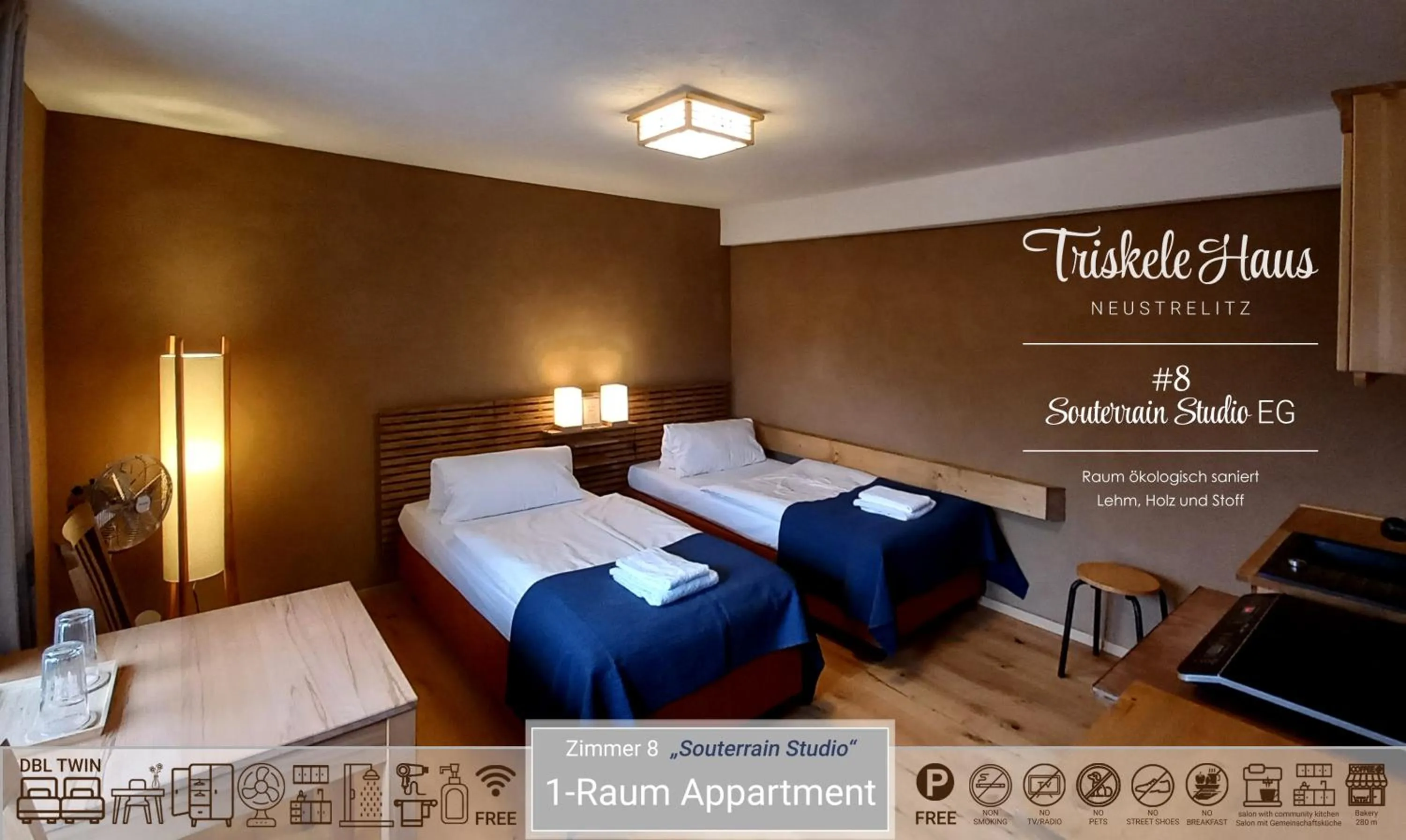 Photo of the whole room, Bed in Triskele Haus - Ökologisches Gästehaus der Heilstätte Strelitz