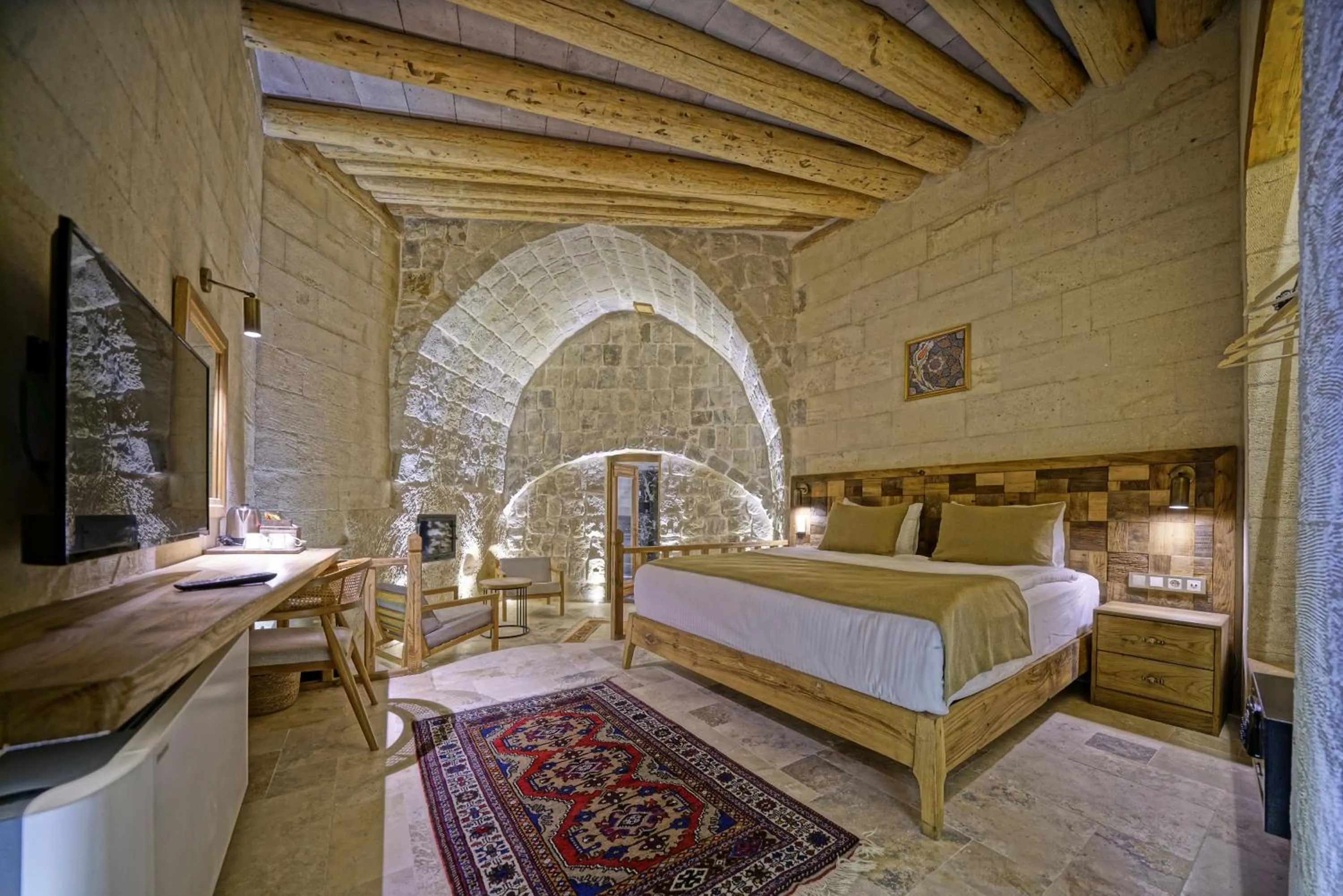 Bed in Kappadoks Cave Hotel