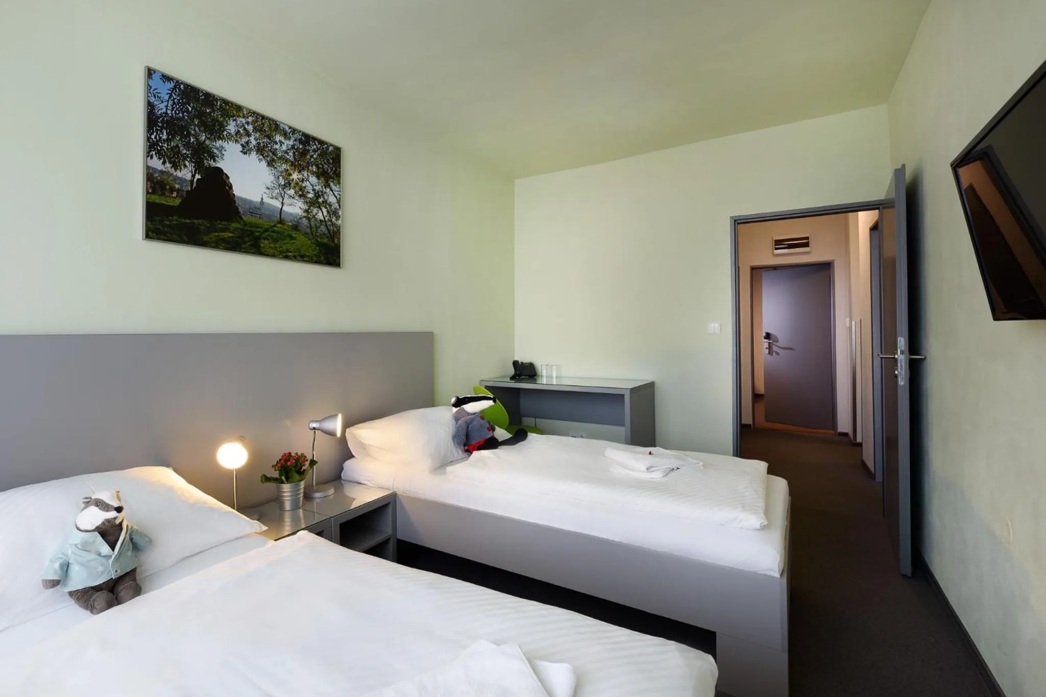 Bed in Hotel Atom Třebíč