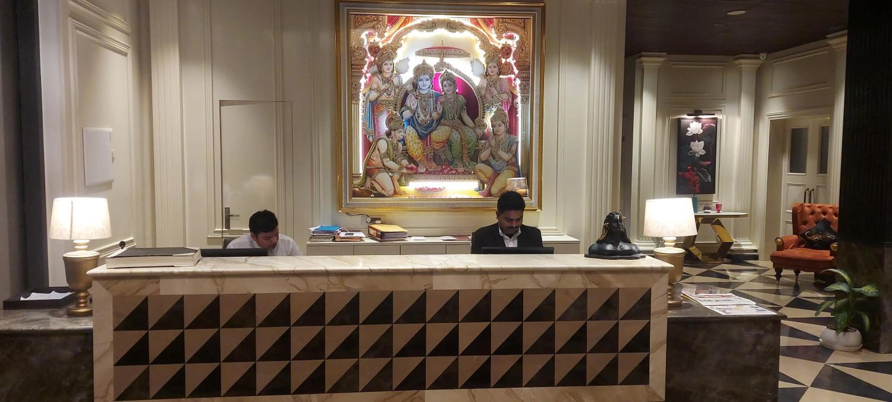 Lobby or reception in The Ramayana Hotel, Ayodhya