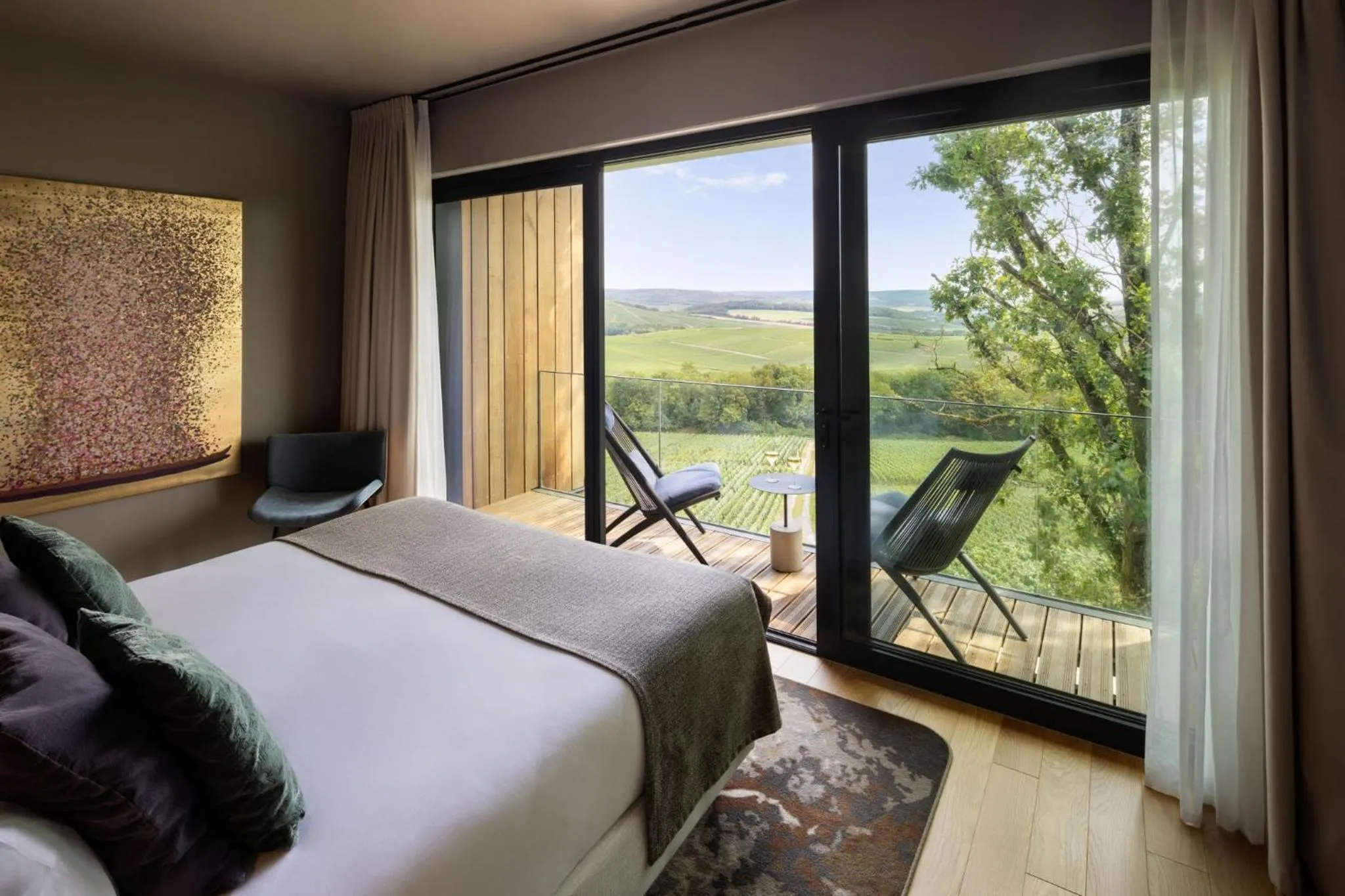 View (from property/room), Bed in LOISIUM Wine & Spa Hotel Champagne
