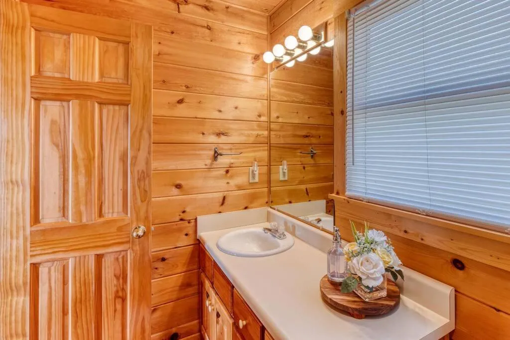Bathroom in MTN Cabin Sleeps 10 - 5 Mins To Fishing & Camping