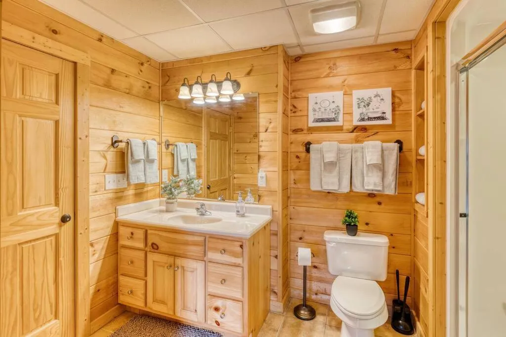 Bathroom in MTN Cabin Sleeps 10 - 5 Mins To Fishing & Camping
