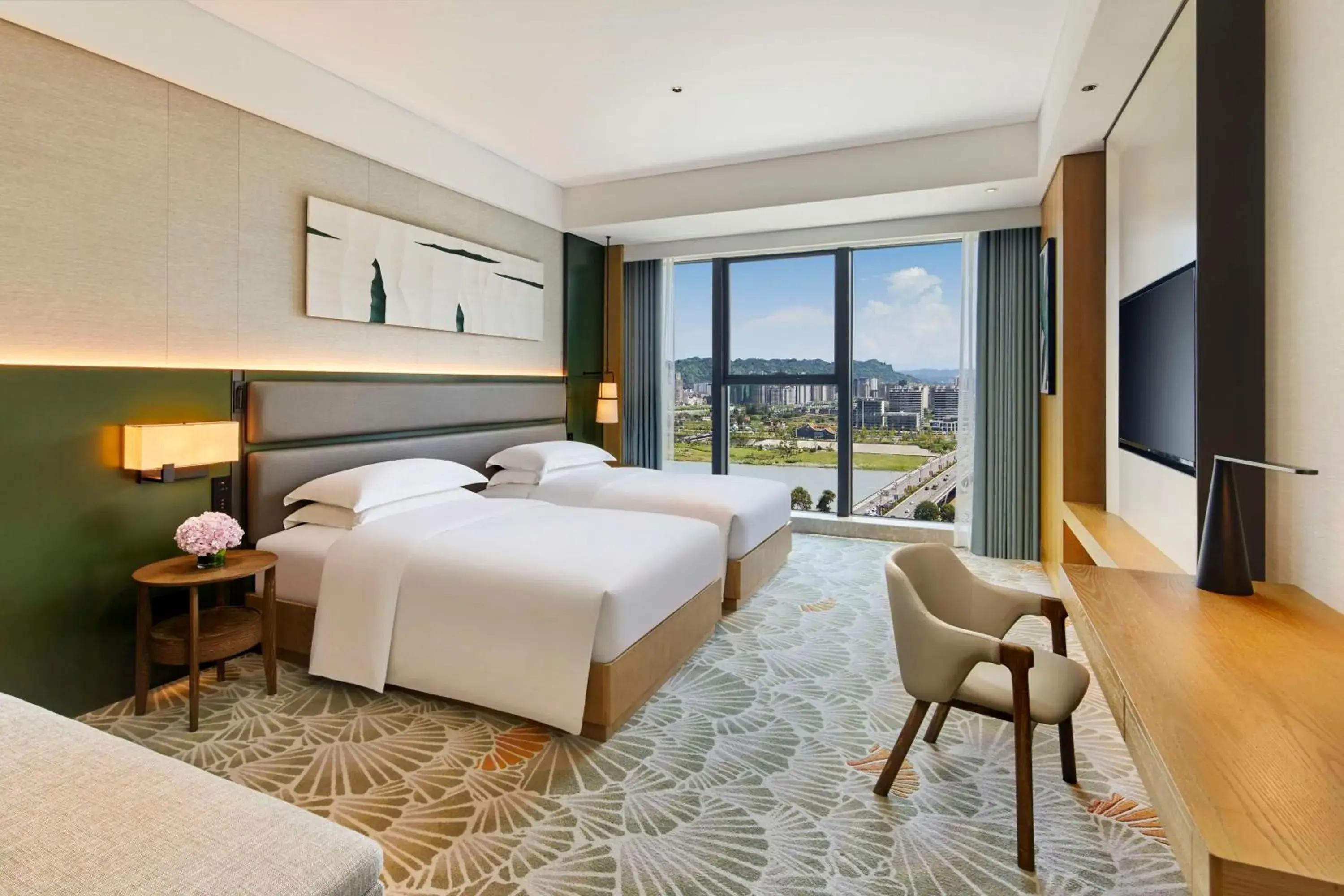 Deluxe Twin Room with River View in DoubleTree By Hilton Ya'An Deluxe Twin Room with River View in DoubleTree By Hilton Ya'An