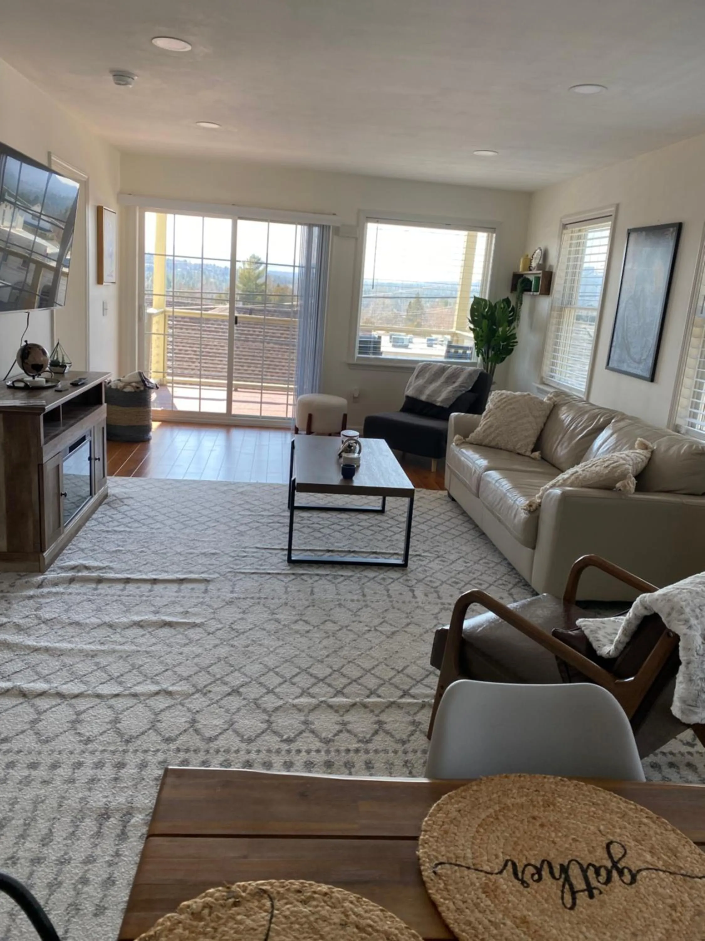 Living room in Central Lake Placid Mountain Views