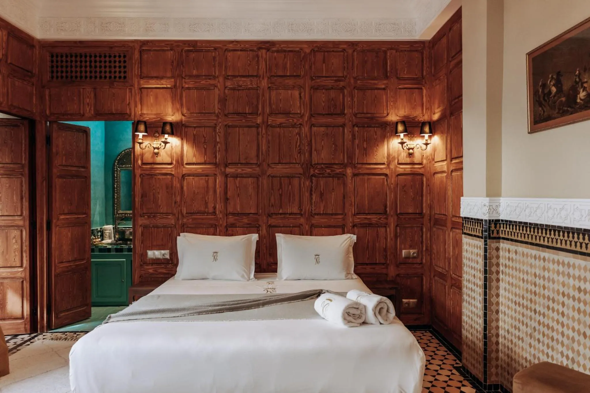 Bed in Riad Ksar Al Amal & Spa