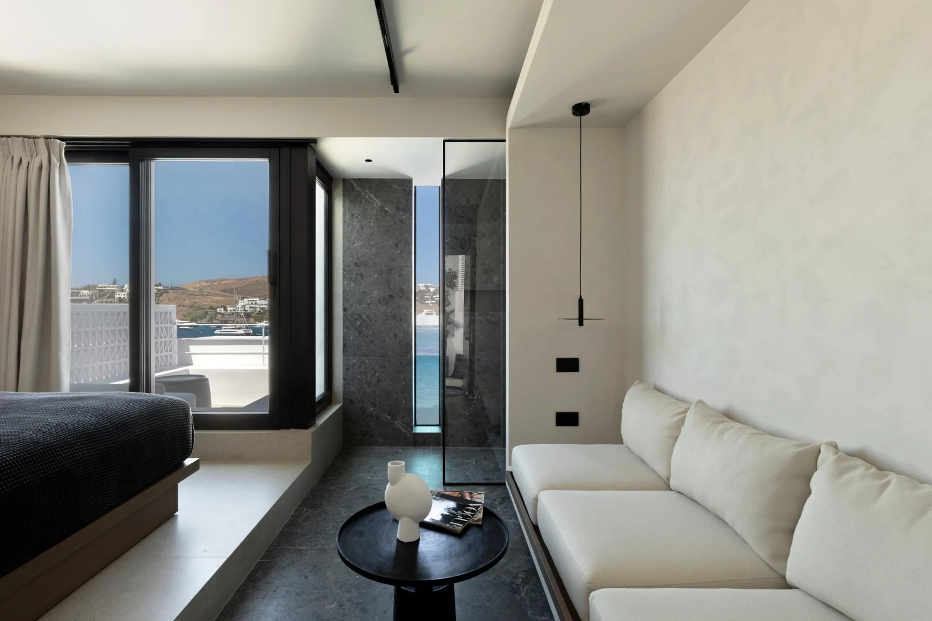 Bedroom in CUBIC Mykonos Seafront Design Suites