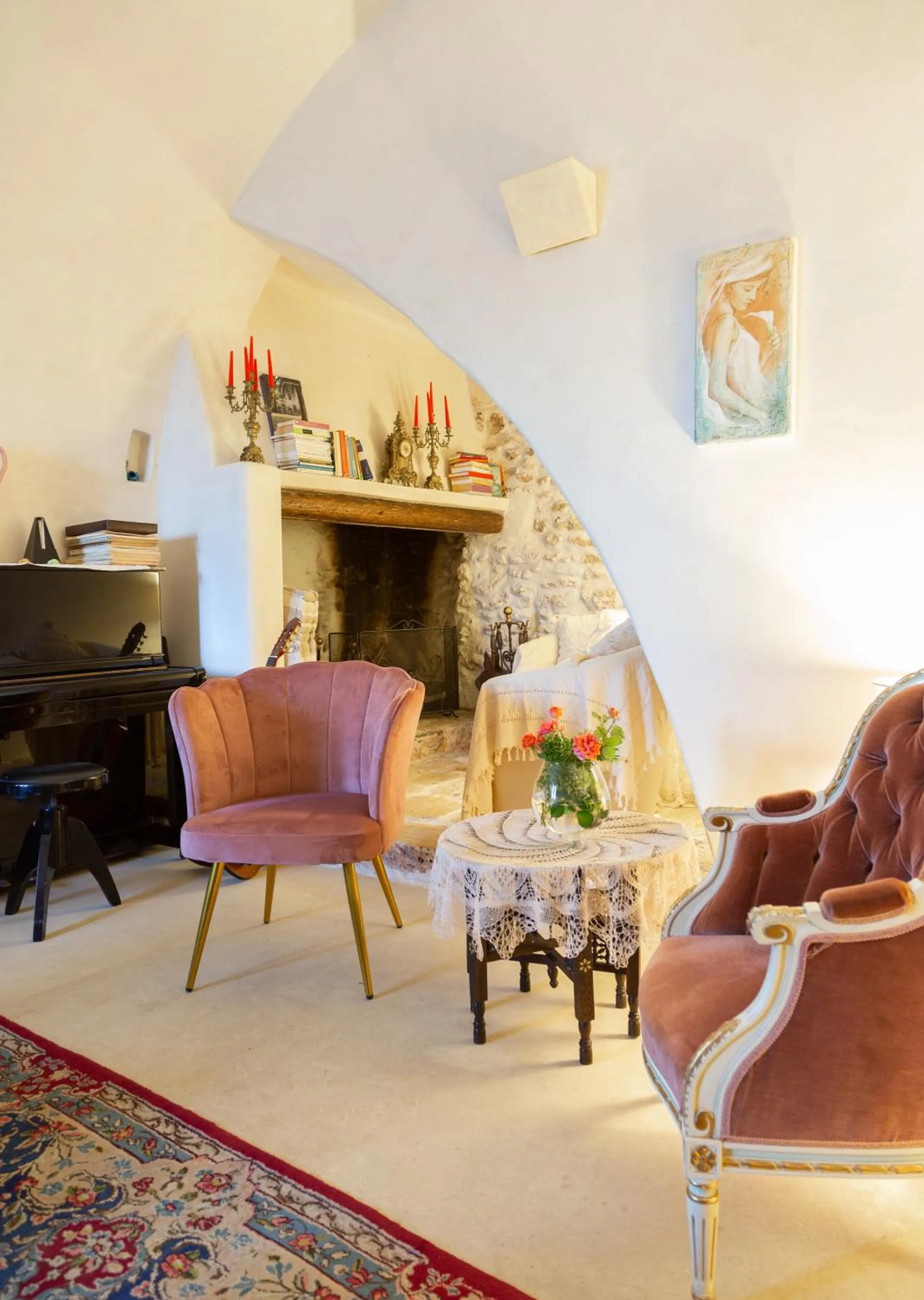 fireplace in Masseria Messapia Wine Resort & Spa Salento