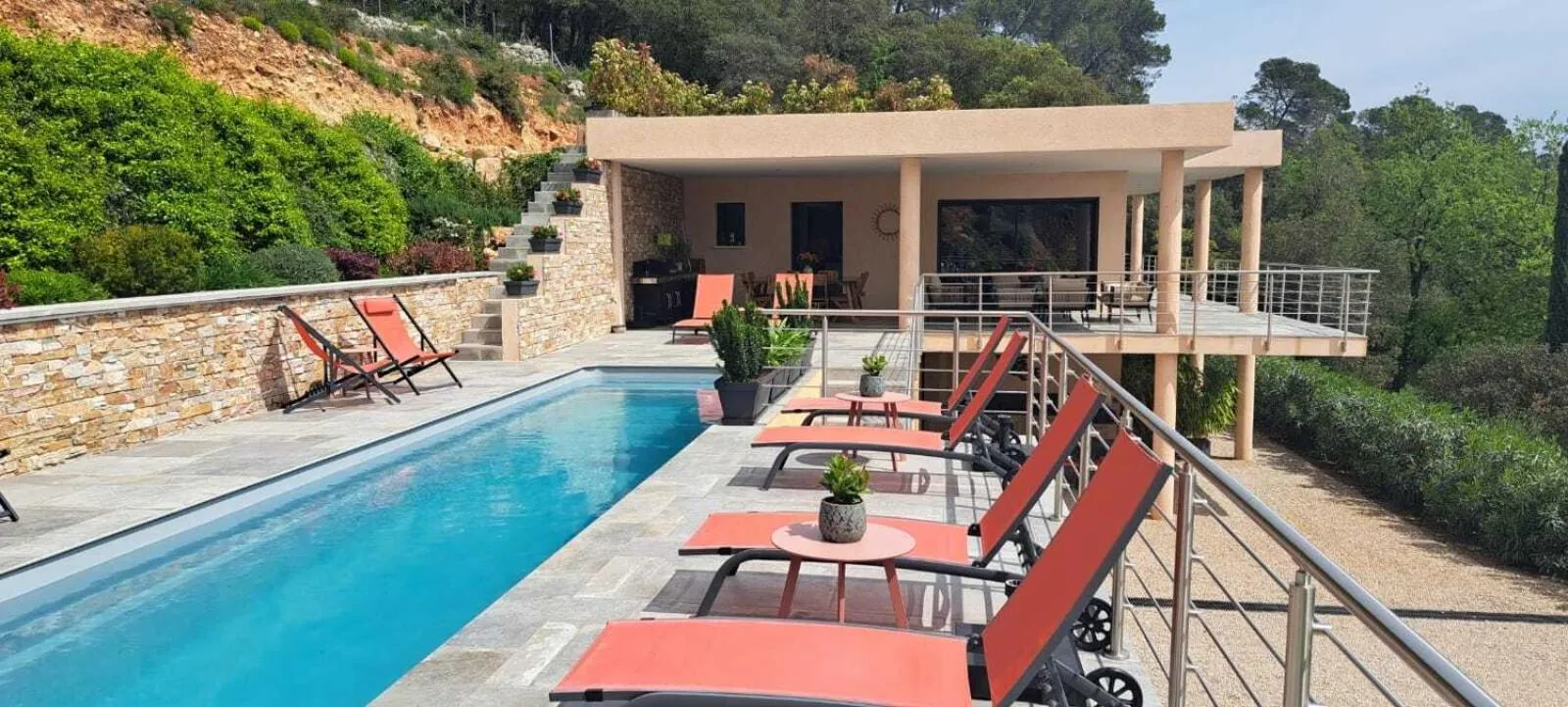 Pool view in Les Hauts du Peireguier