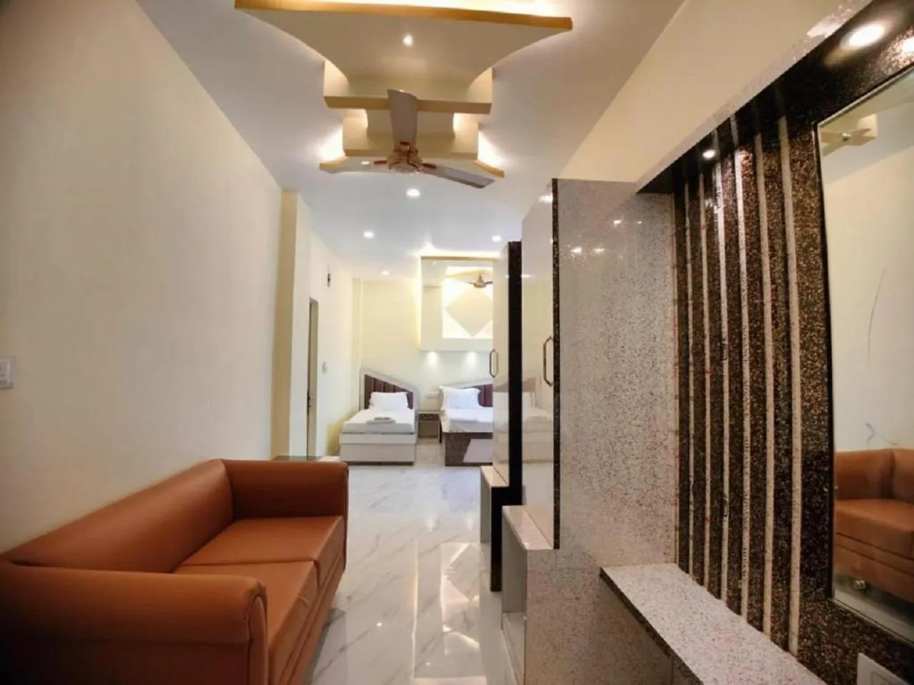 Seating area in Hindusthan Inn - On Beach