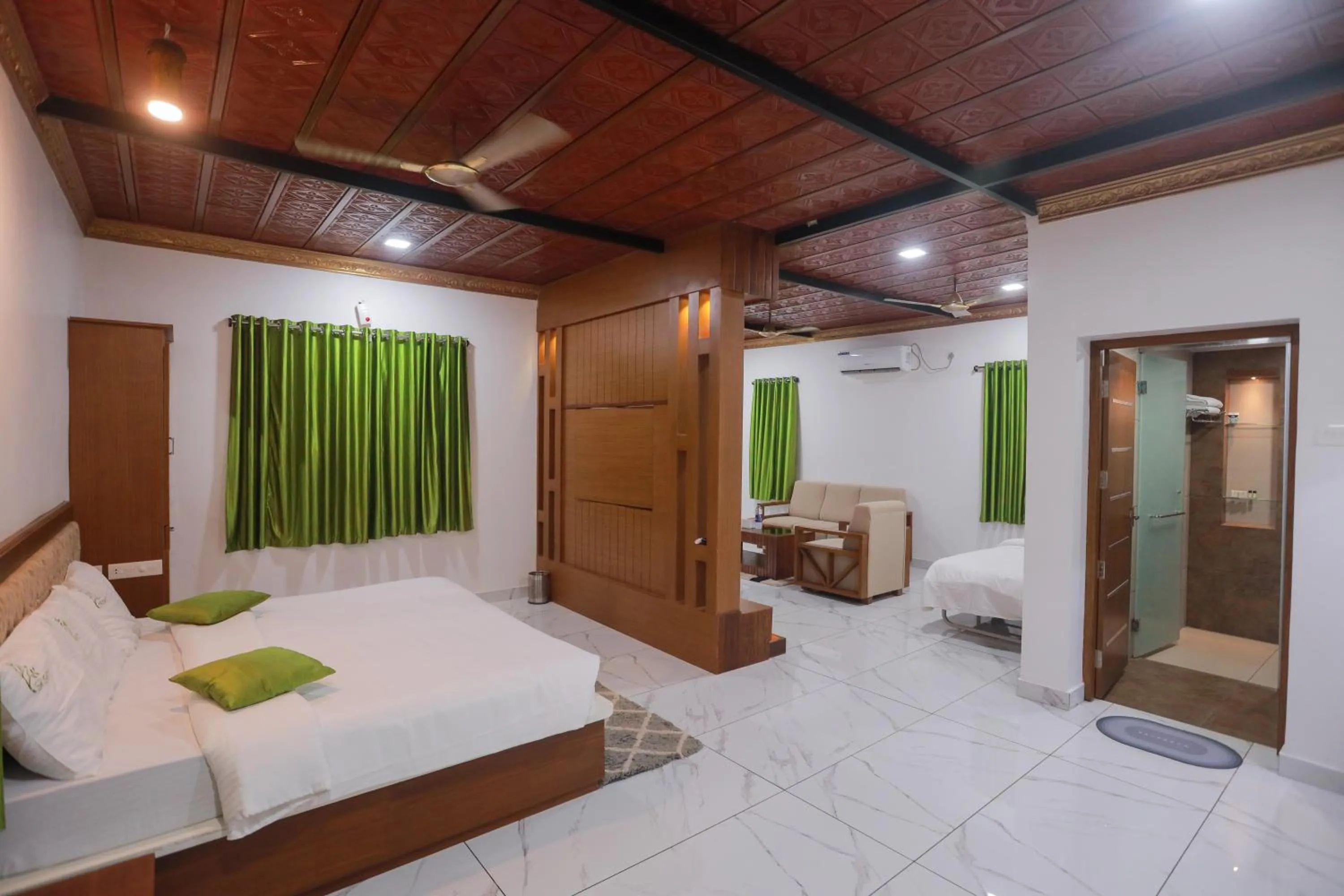 Living room, Bed in Srishty Garden Resorts