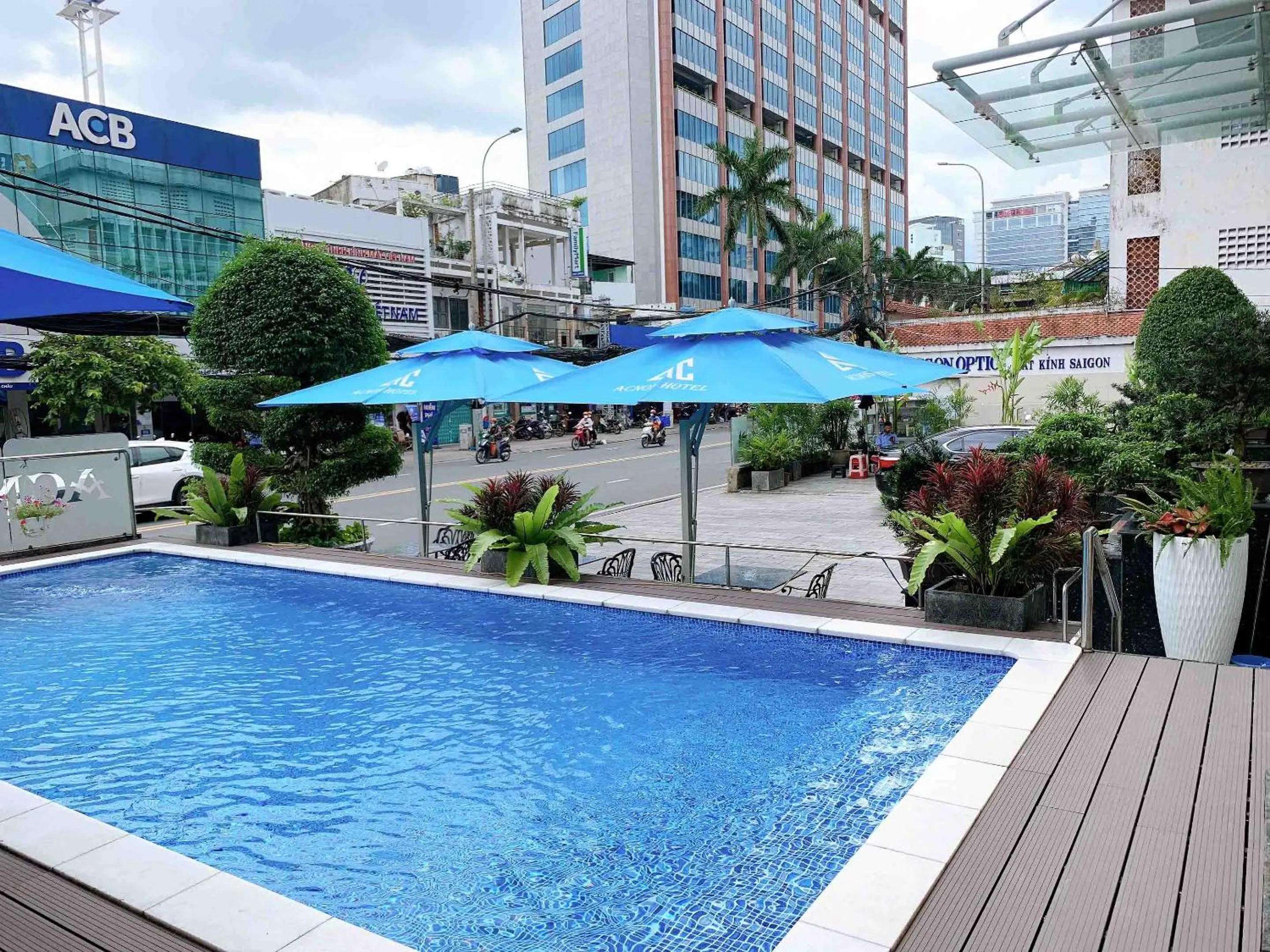 Pool view in Acnos Grand Hotel