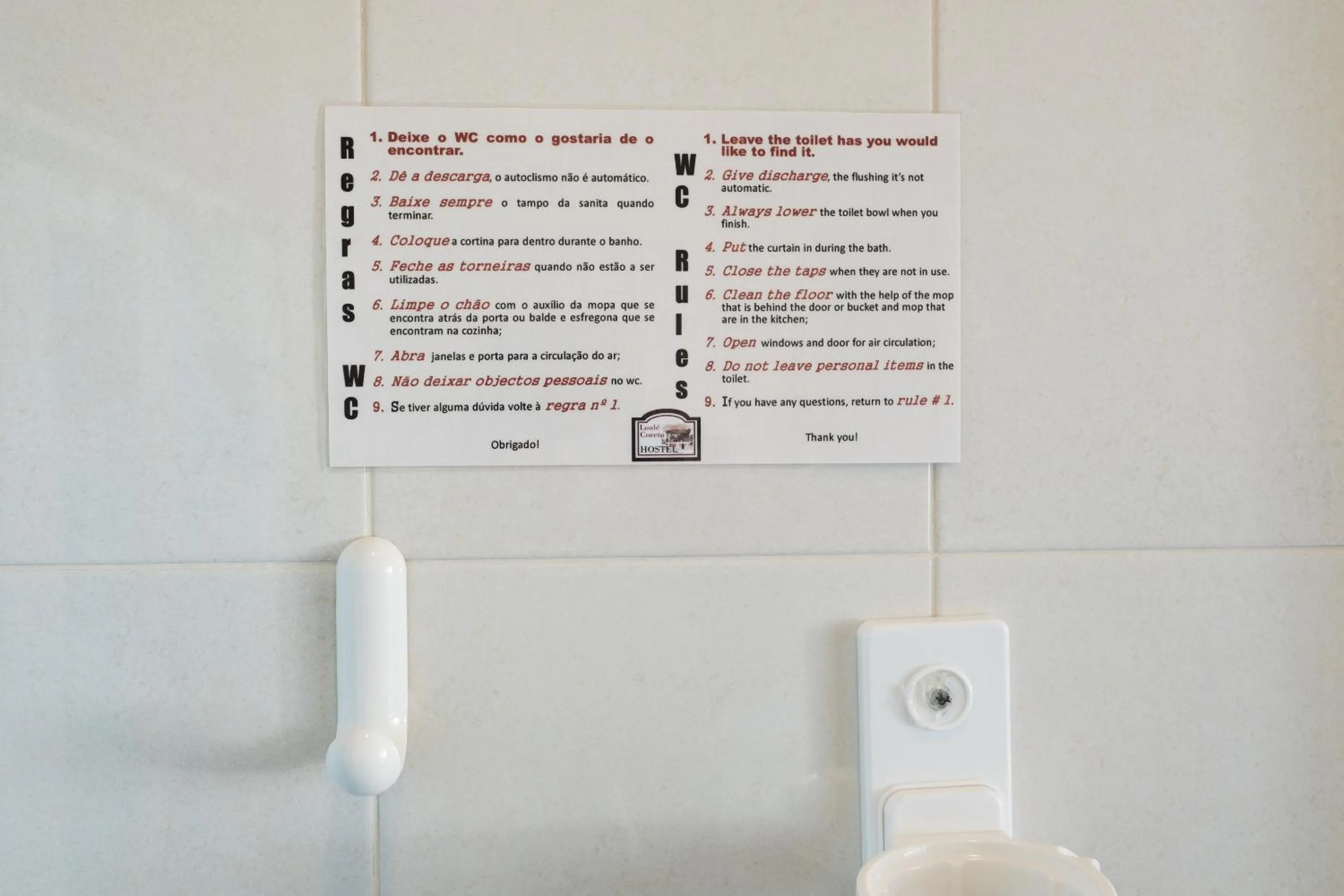 Logo/Certificate/Sign in Loulé Coreto Hostel