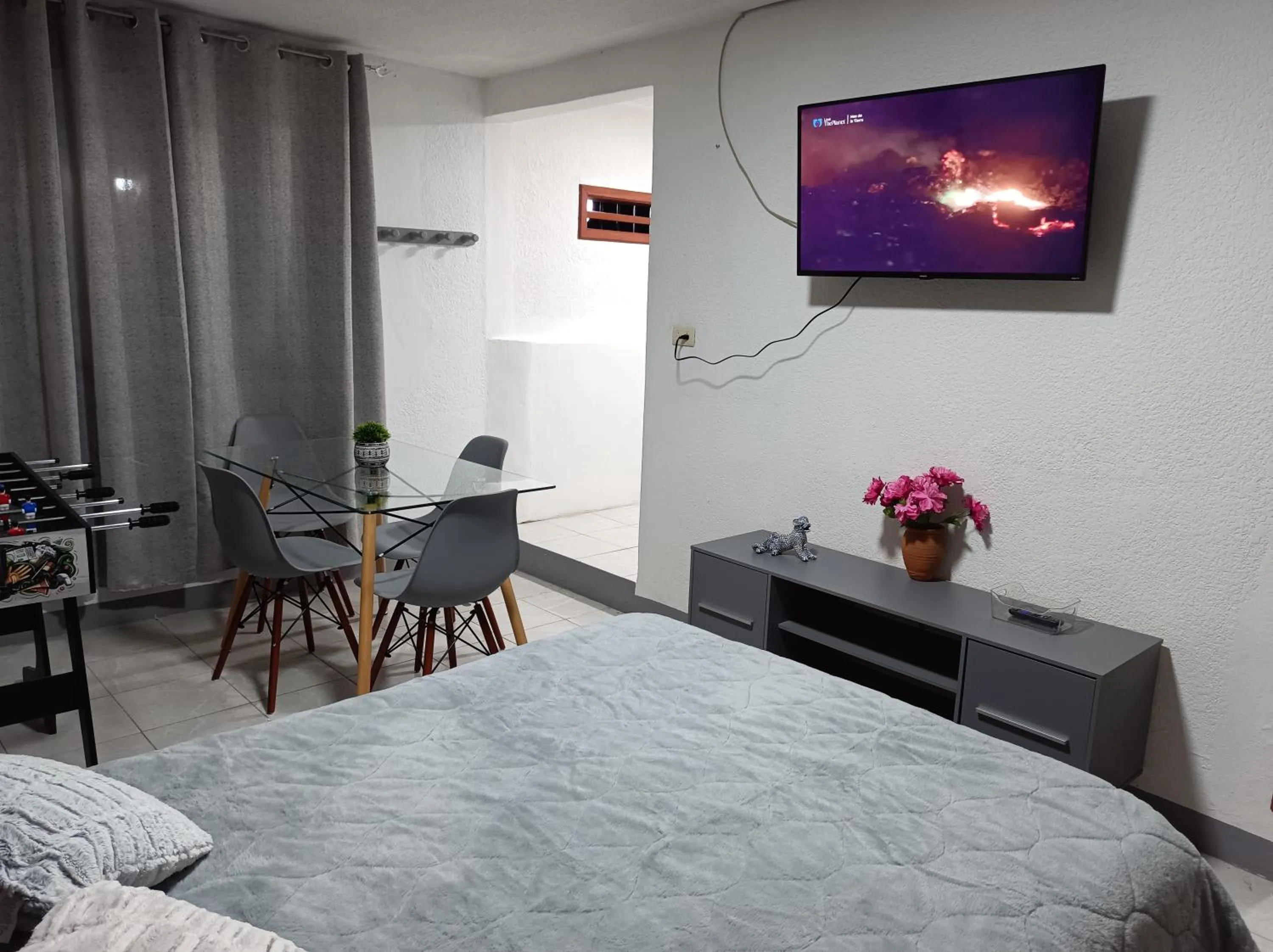Dining area, Bed in Calkiní Cabañas San Cristóbal de Las Casas