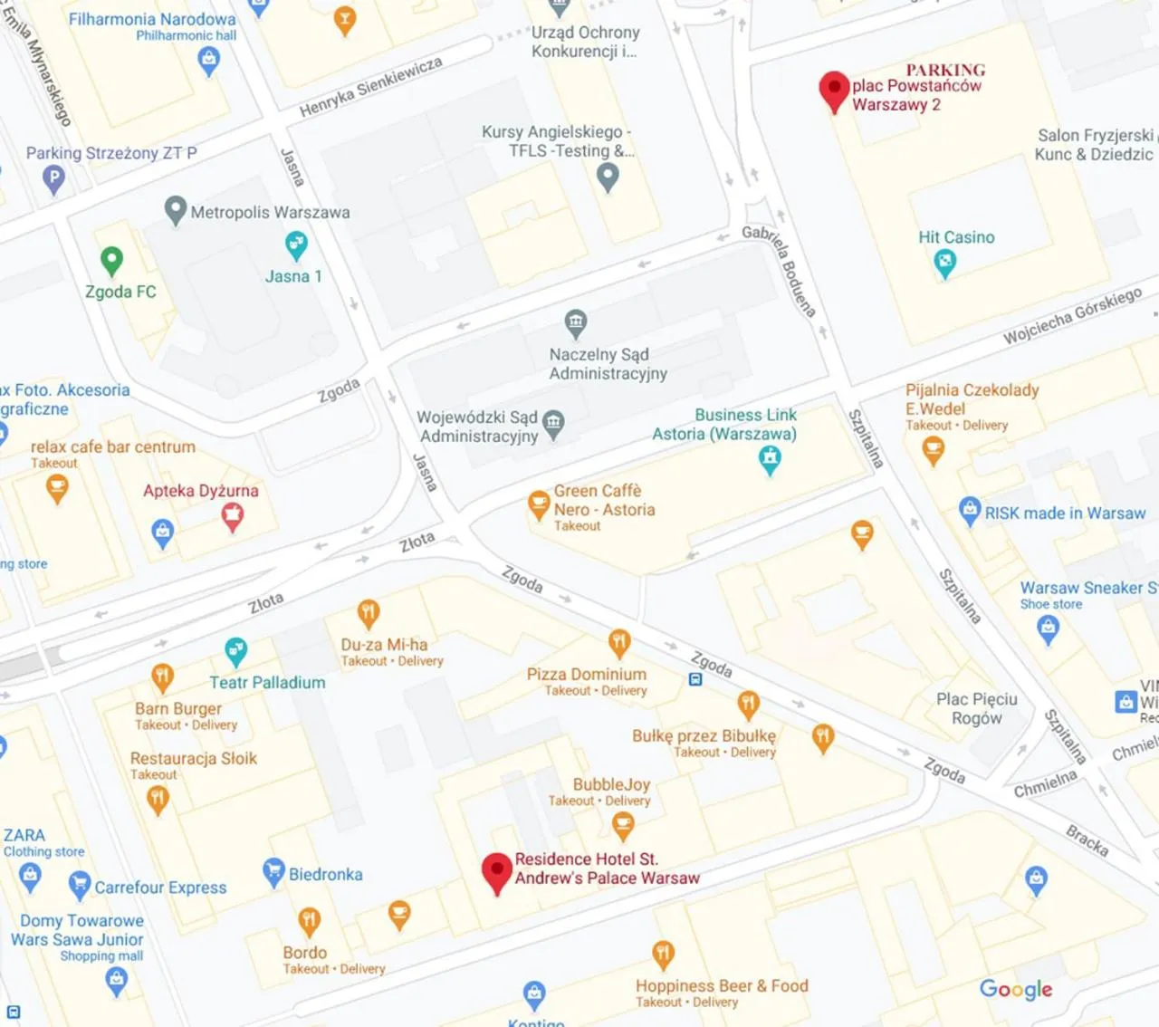 Area and facilities in Residence St. Andrew's Palace