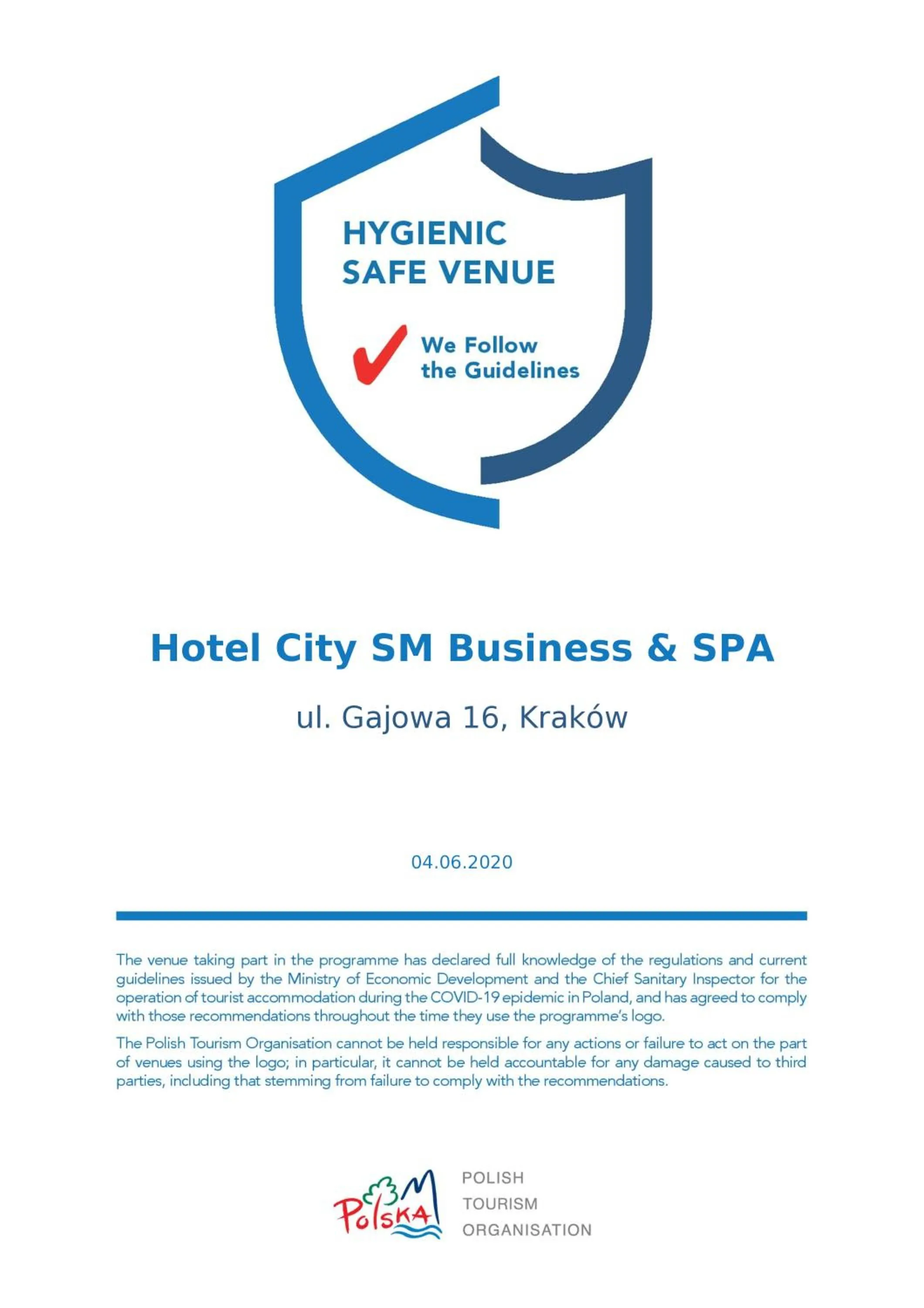 Logo/Certificate/Sign in Hotel City SM Business & Spa