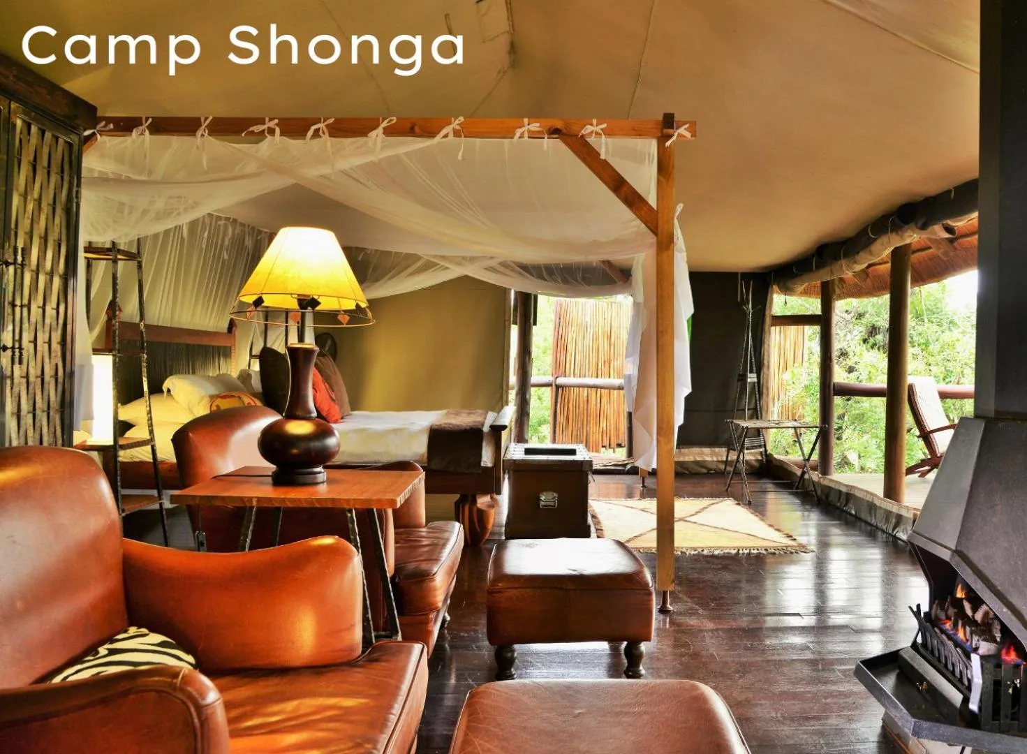 Bed in Shishangeni Lodge In Kruger National Park