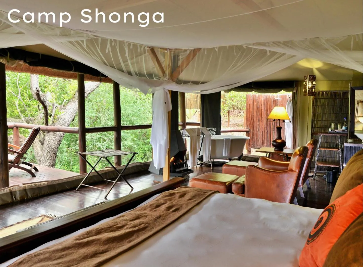Bed in Shishangeni Lodge In Kruger National Park