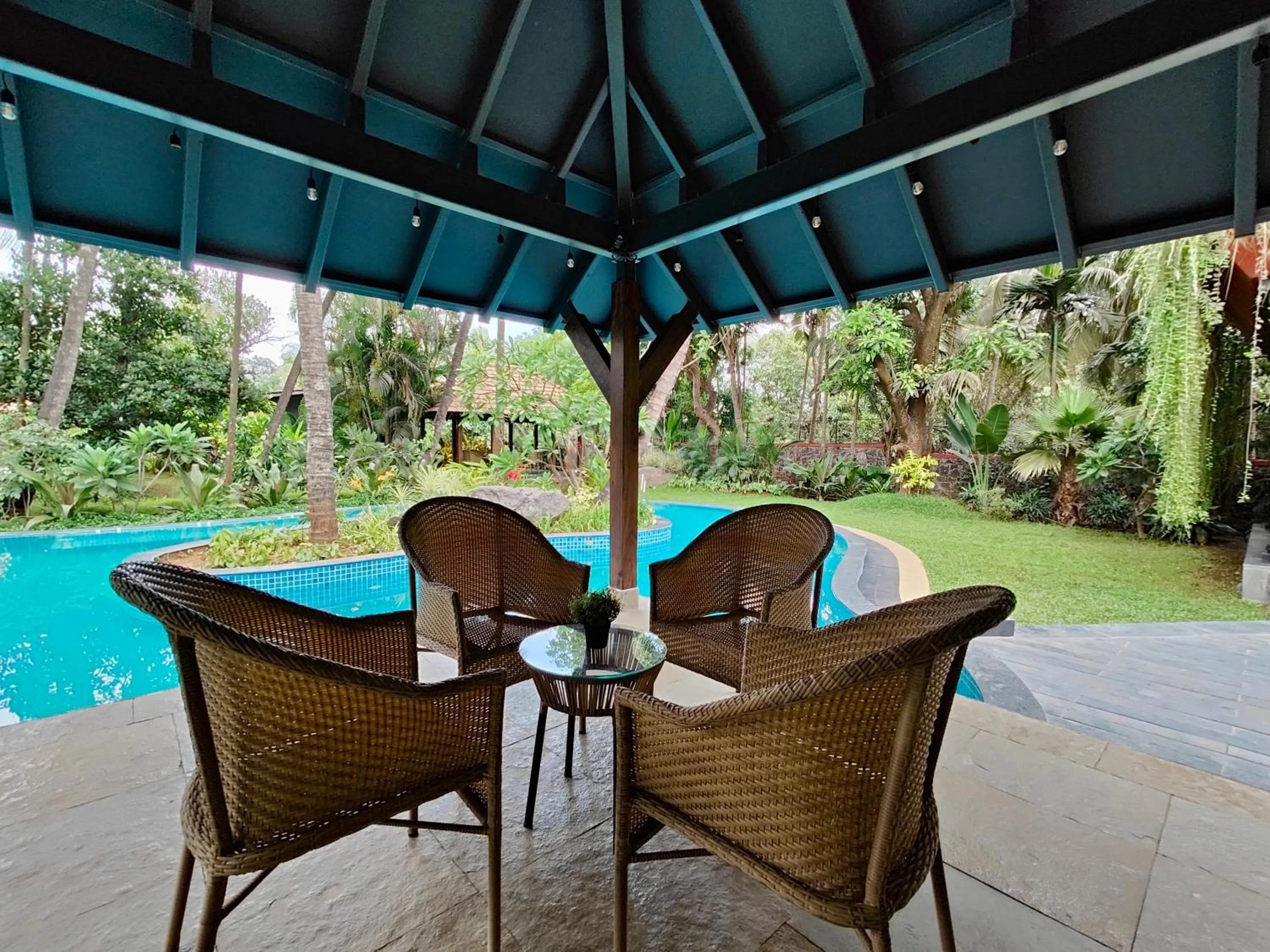 Seating area in SaffronStays Kimaya, Alibaug