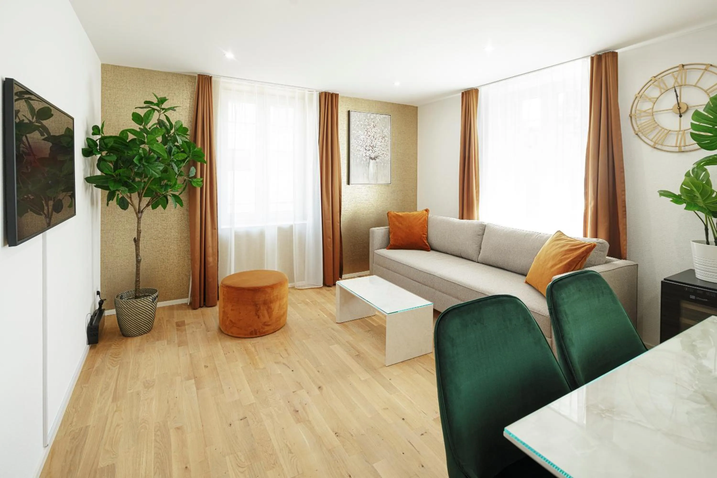 Living room in VISIMO Apartments Steigerstrasse St Gallen - Modern Living near OLMA & Hospital