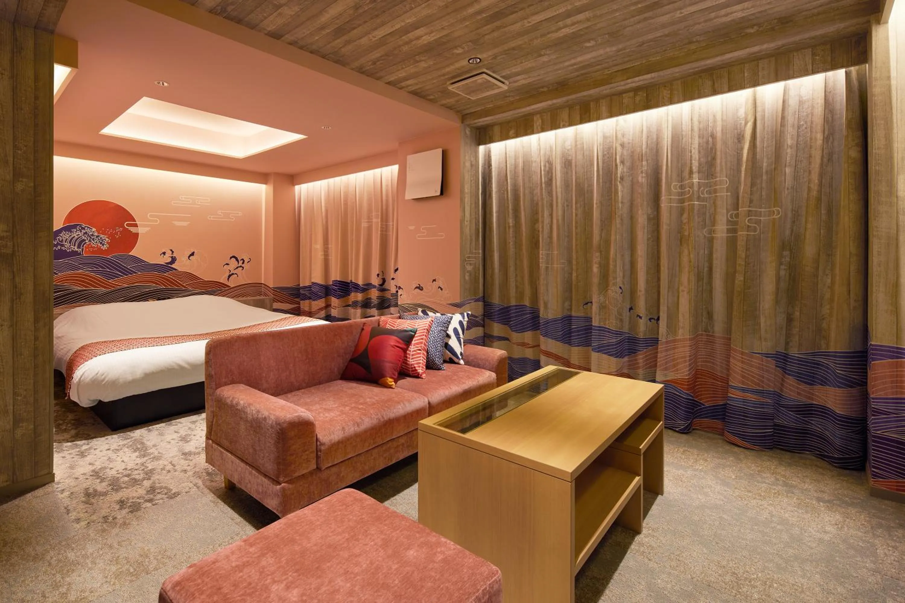 Bed in Yatomi Hotel Nuqu Natural Hot Spring