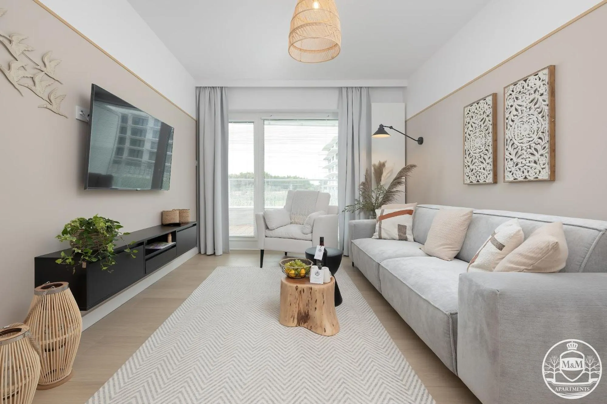 Living room, Bed in Polanki Aqua - Aquapark, Free Parking, Apartments M&M Kołobrzeg