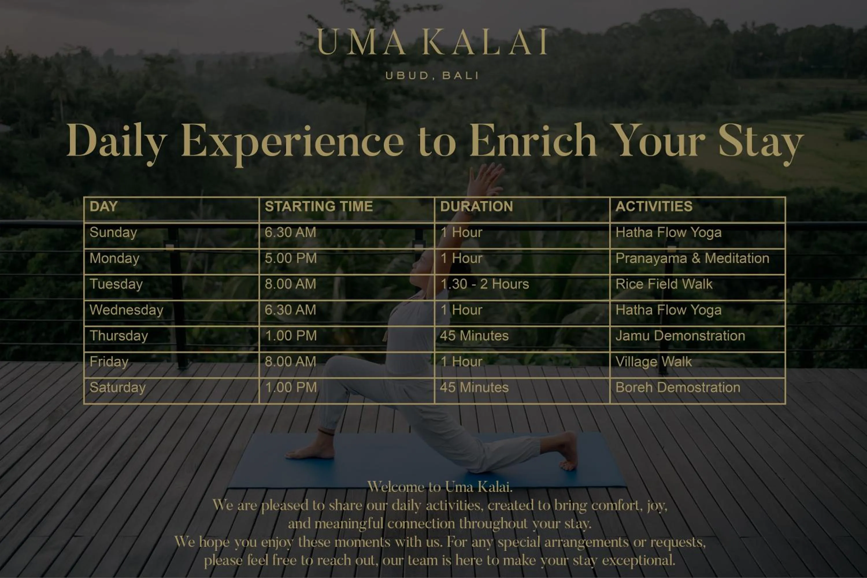 Activities in Uma Kalai