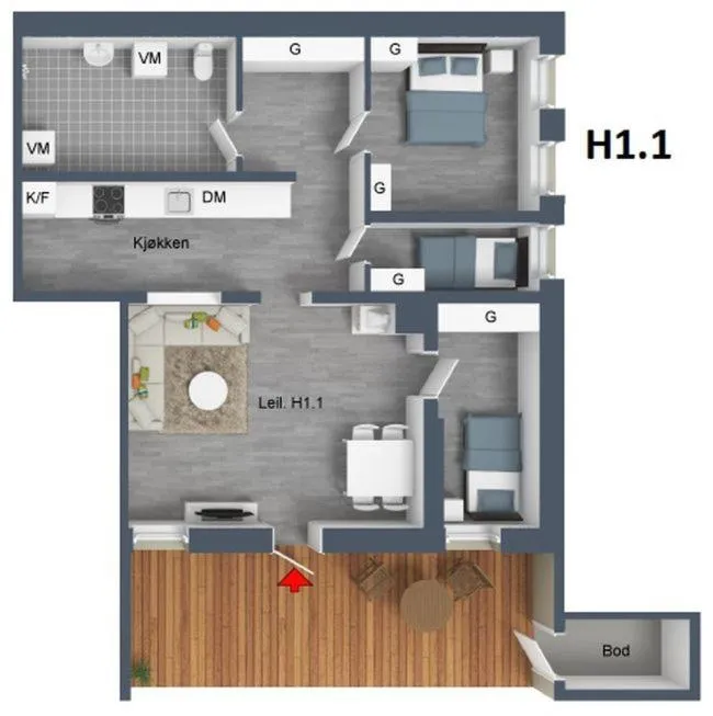 Floor plan in Haugetuft Apartments