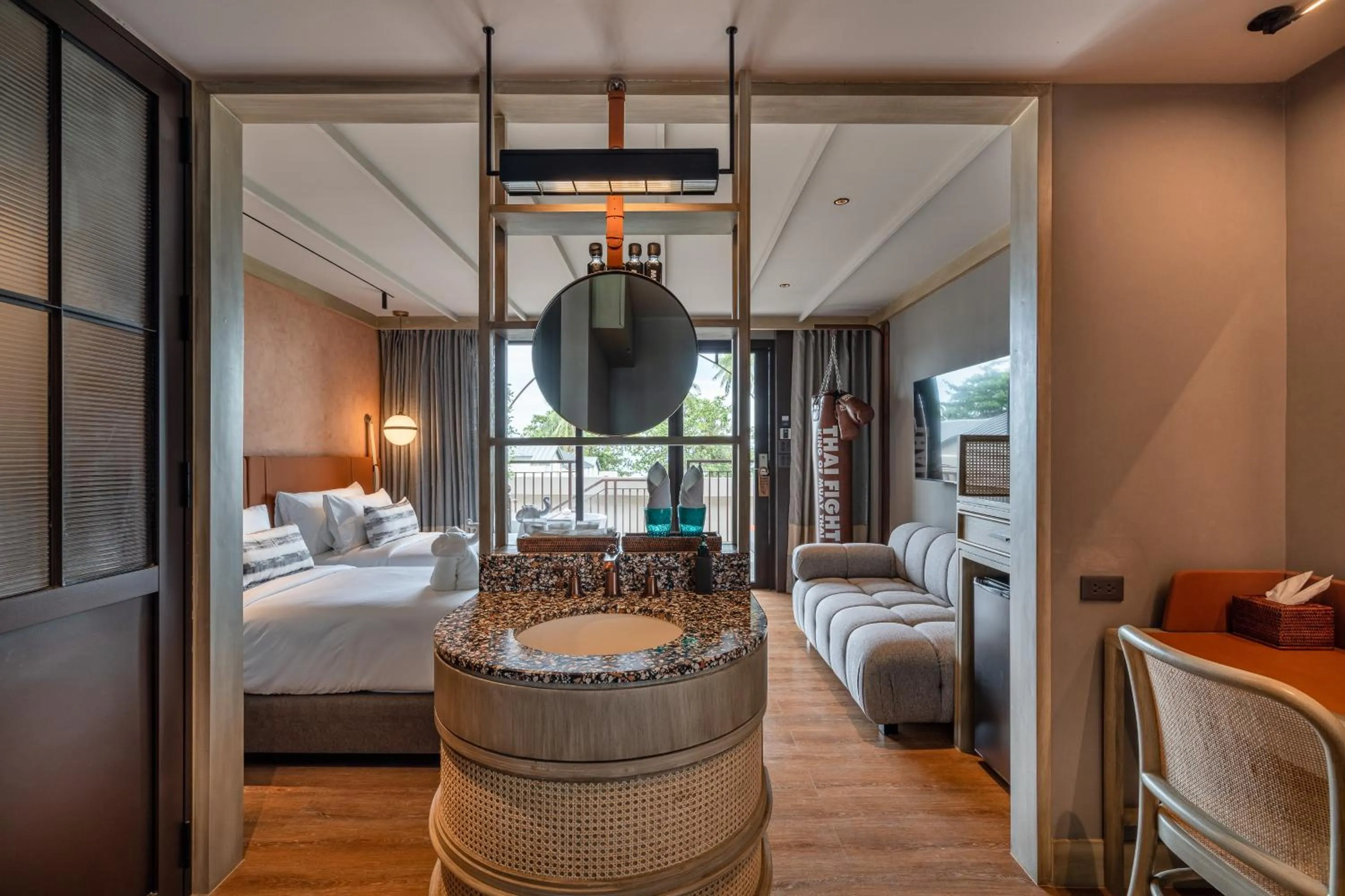 Bed in Thai Fight Hotel