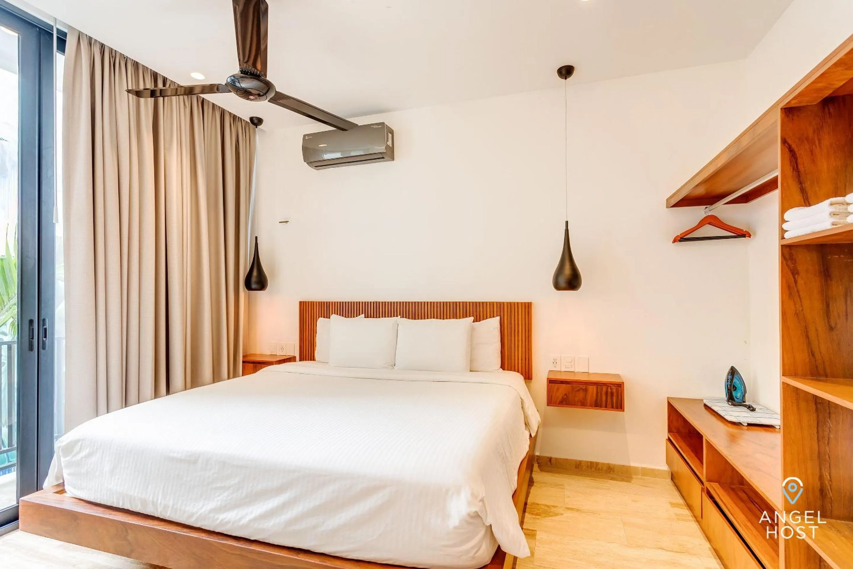 Bedroom, Bed in Chic Condotel with Roof Pool 10-Min Walk to Beach