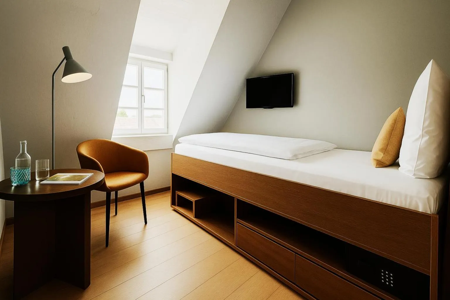 Photo of the whole room, Bed in Südspeicher