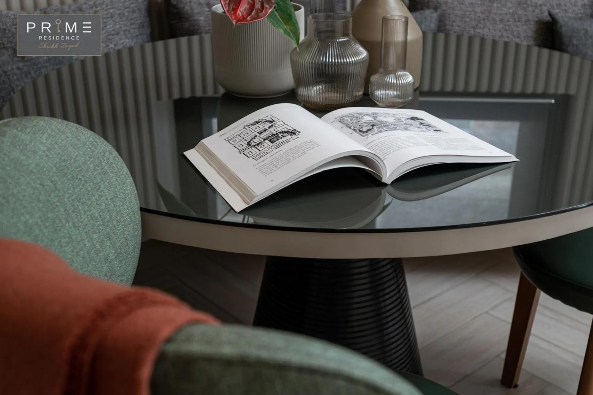 Seating area in Prime Residence Sheikh Zayed