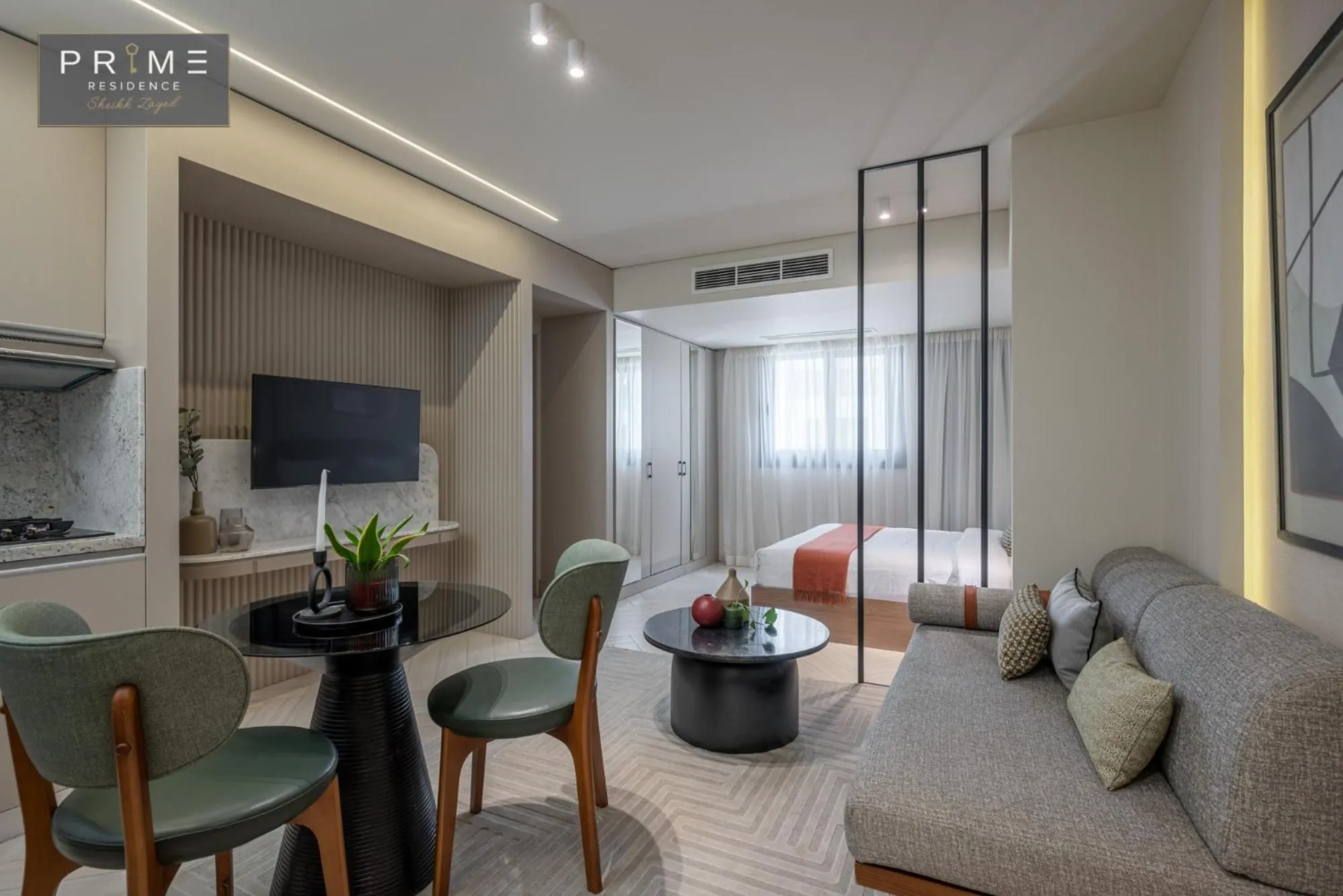 Seating area in Prime Residence Sheikh Zayed