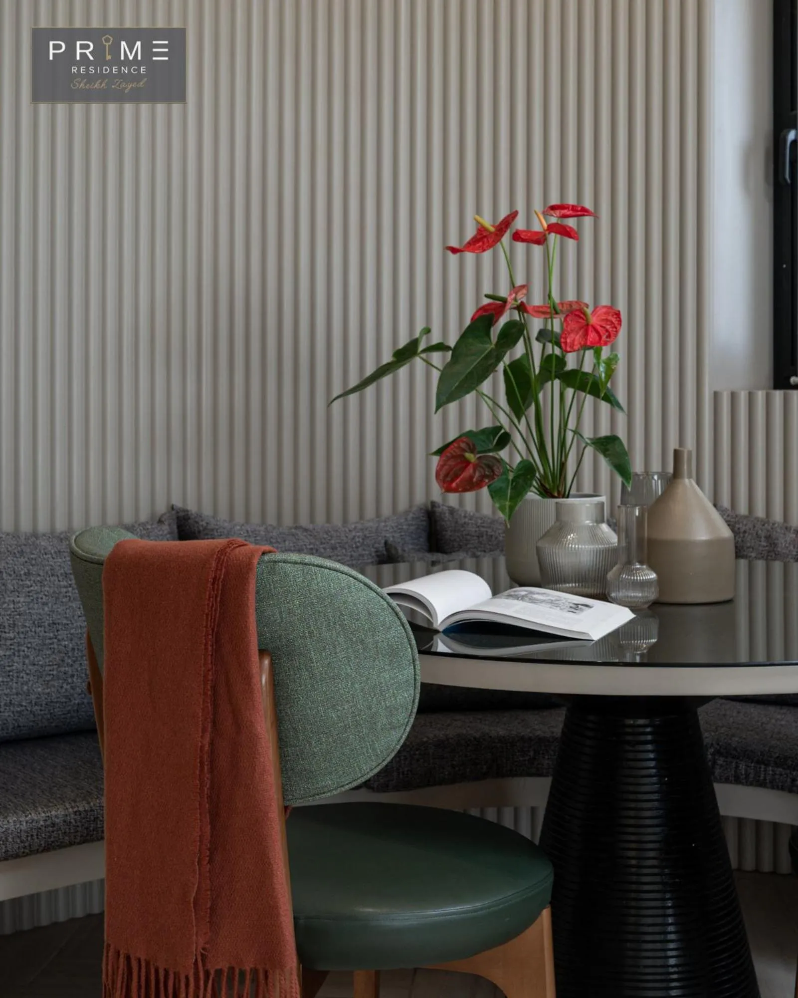 Seating area in Prime Residence Sheikh Zayed