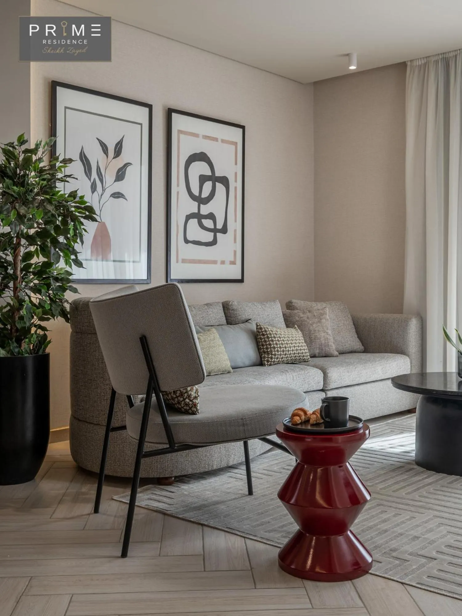 Seating area in Prime Residence Sheikh Zayed