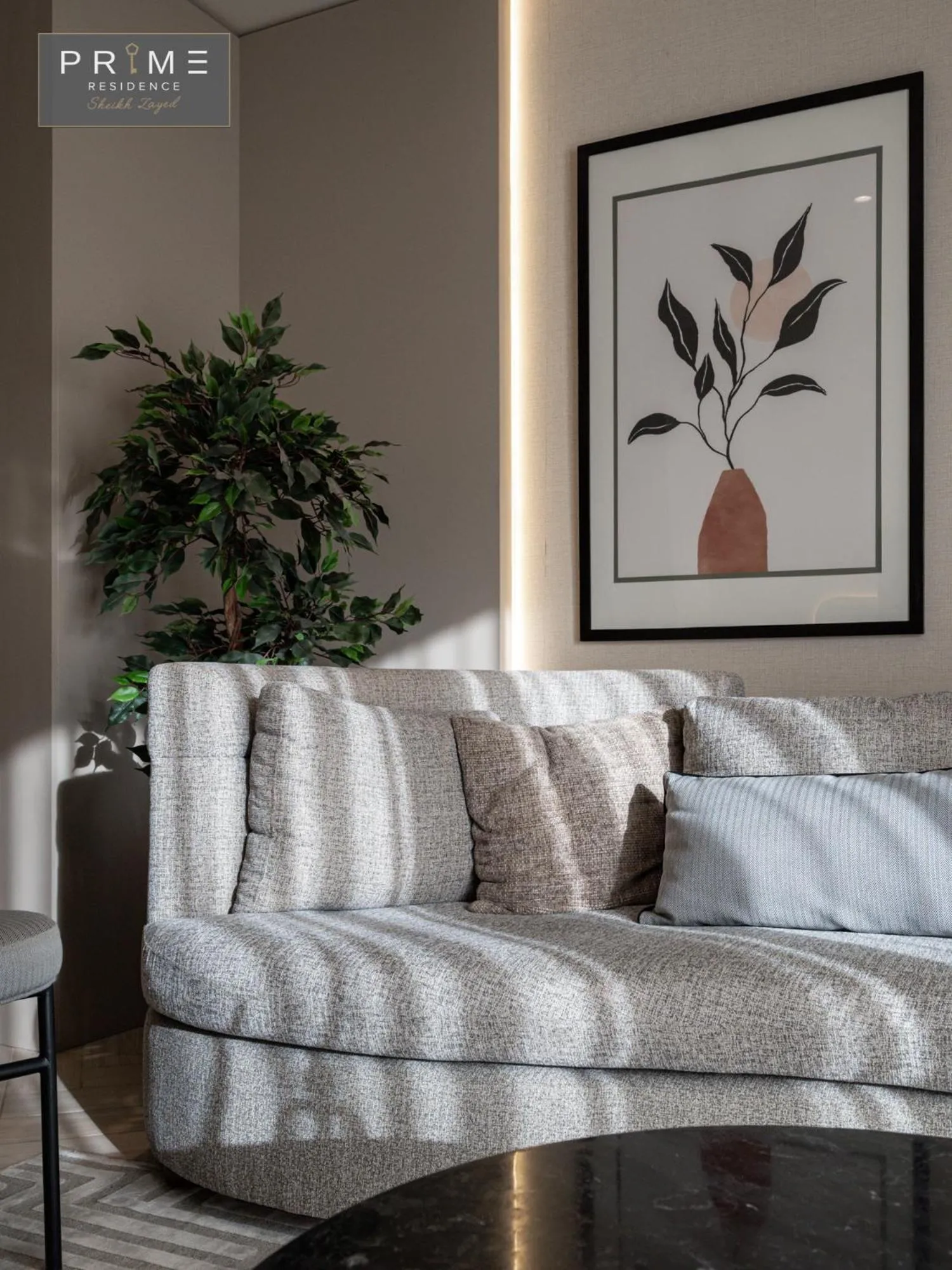 Seating area in Prime Residence Sheikh Zayed